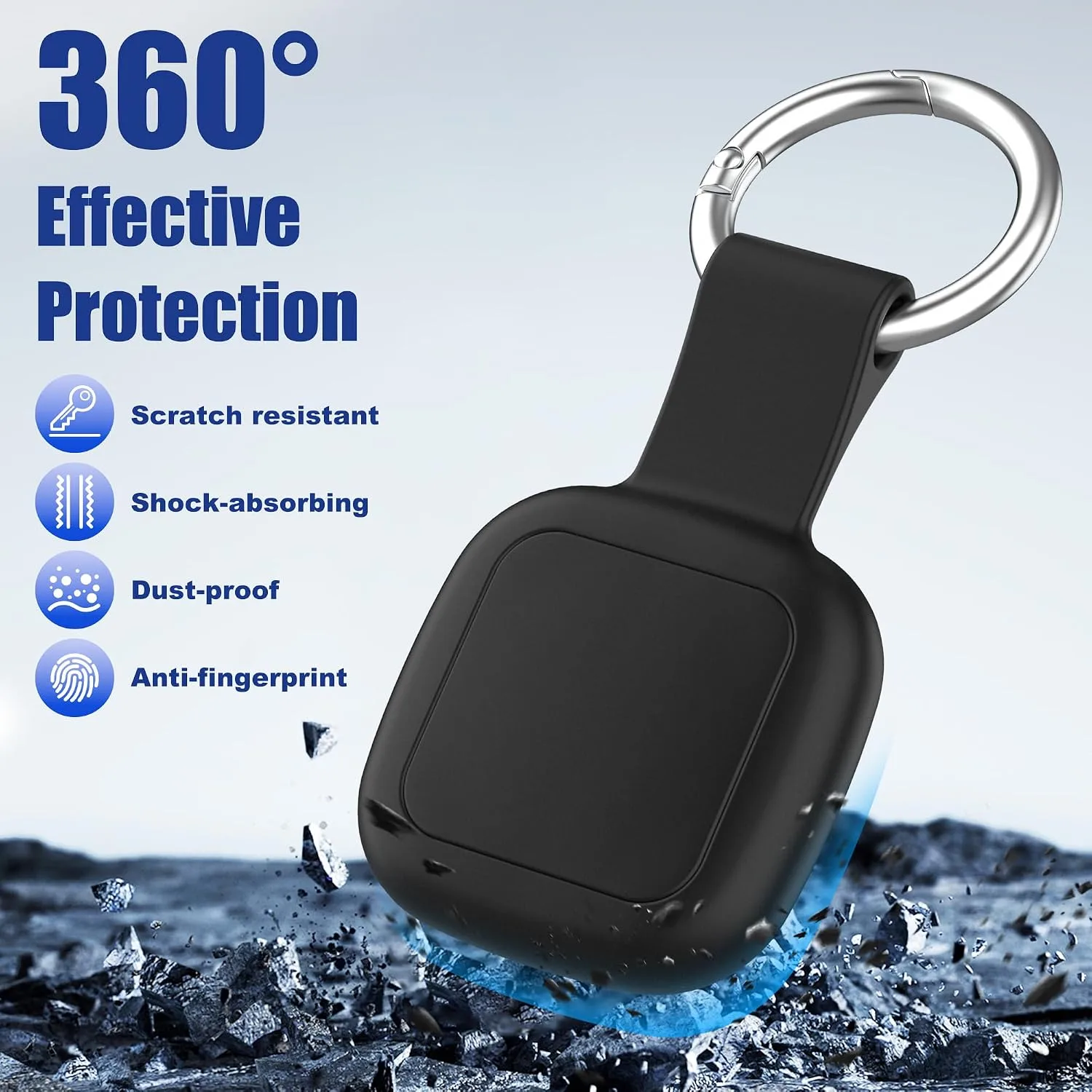 DDJ DDJ 4-Pack Waterproof Silicone Cases for UGREEN Tracker Tags (iOS Only), Smart Finder Covers with Key Rings, Shockproof and Scratch-Resistant for Keys, Bags and Pet Collars, Black/Navy/White/Pink