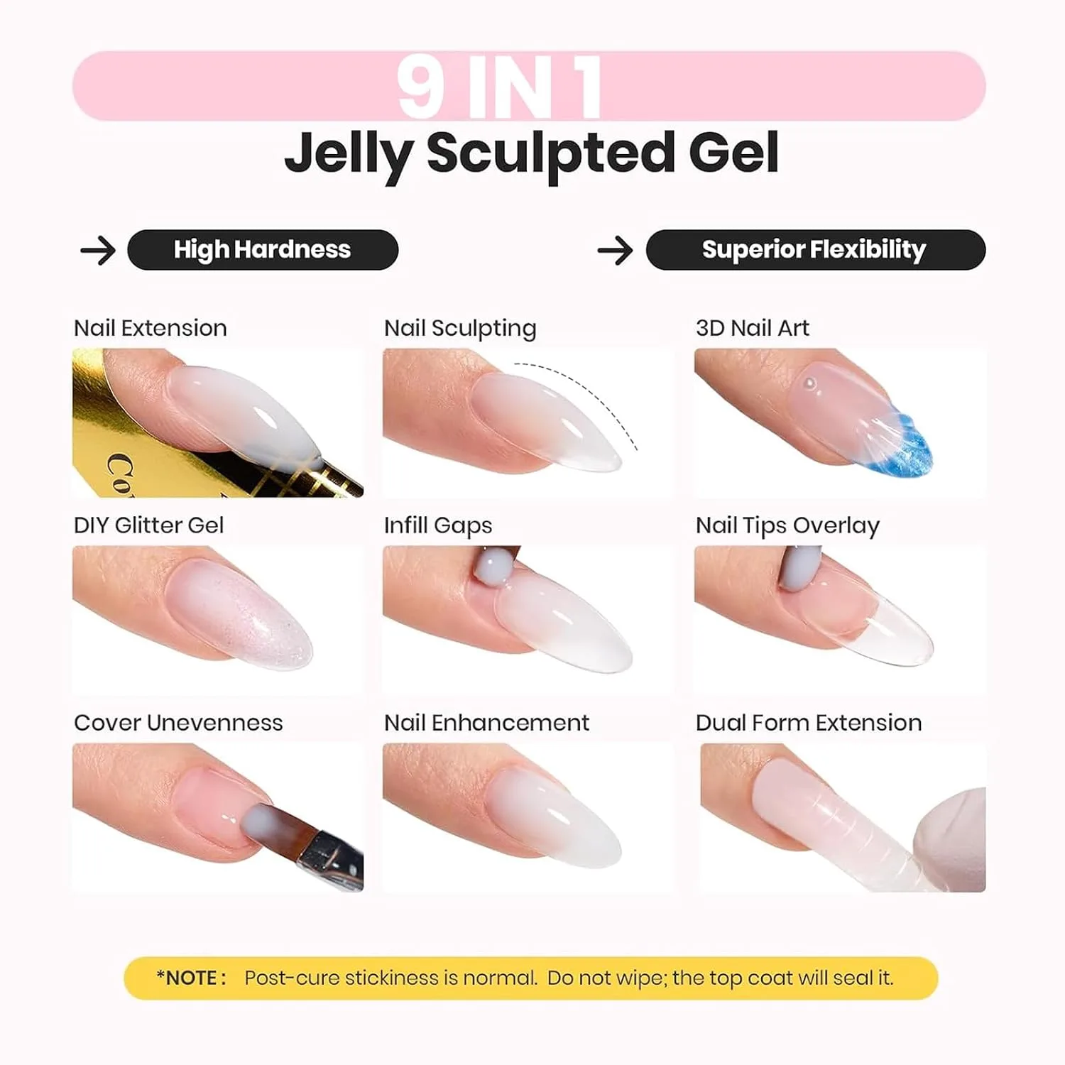 Beetles Hard Gel, Ivory Veil 1 oz 9 in 1 Jelly White Builder Nails Gel