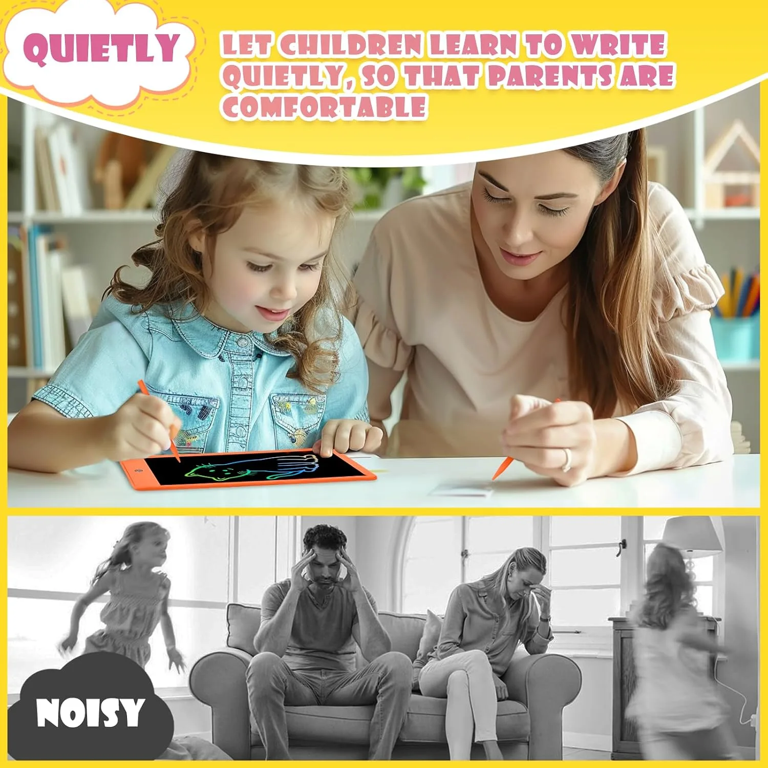 EooCoo Kids LCD Writing Tablet, Mess Free Coloring Travel Toys for Toddler