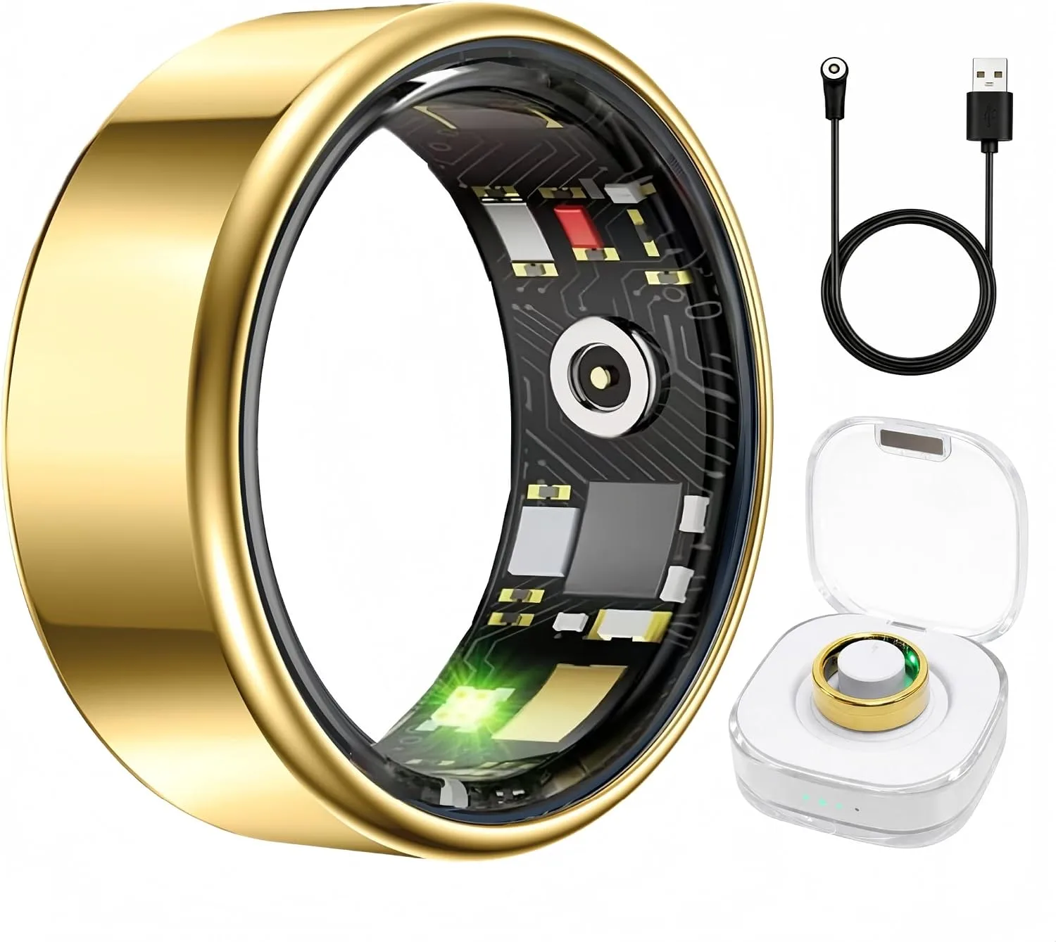Smart Ring Health & Fitness Tracker for Men & Women (Gold, 11)
