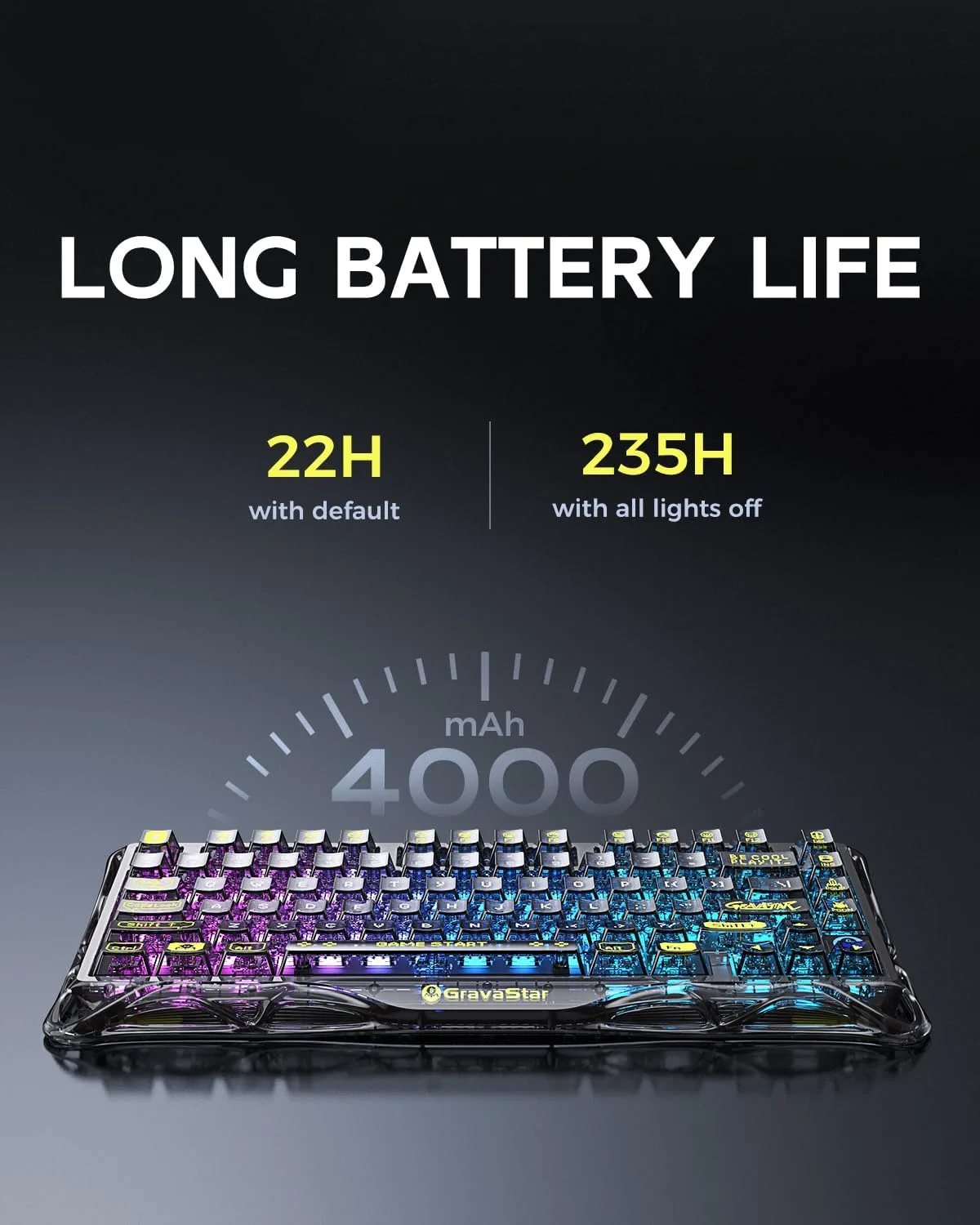 GravaStar Mercury K1 Lite 75% Wireless Mechanical Gaming Keyboard RGB