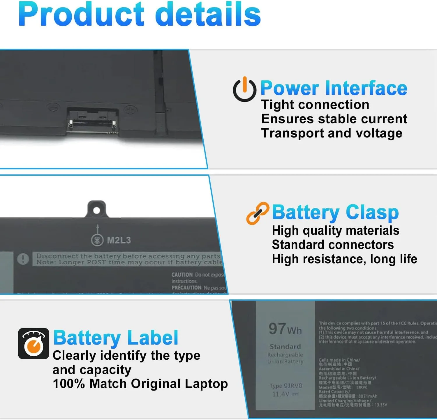 9JRV0 Laptop Battery for Dell Alienware M18 R1 R2 M17 R5 AMD