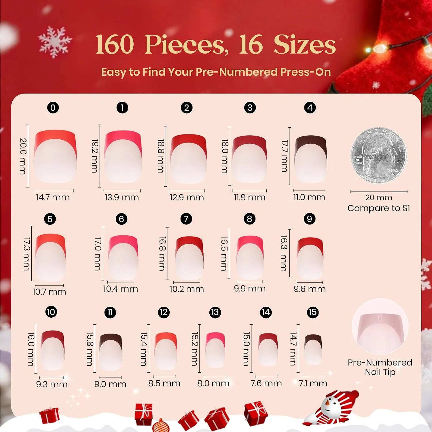 Beetles Halloween Red French Tip Press On Nails - 5 Colors Short Square