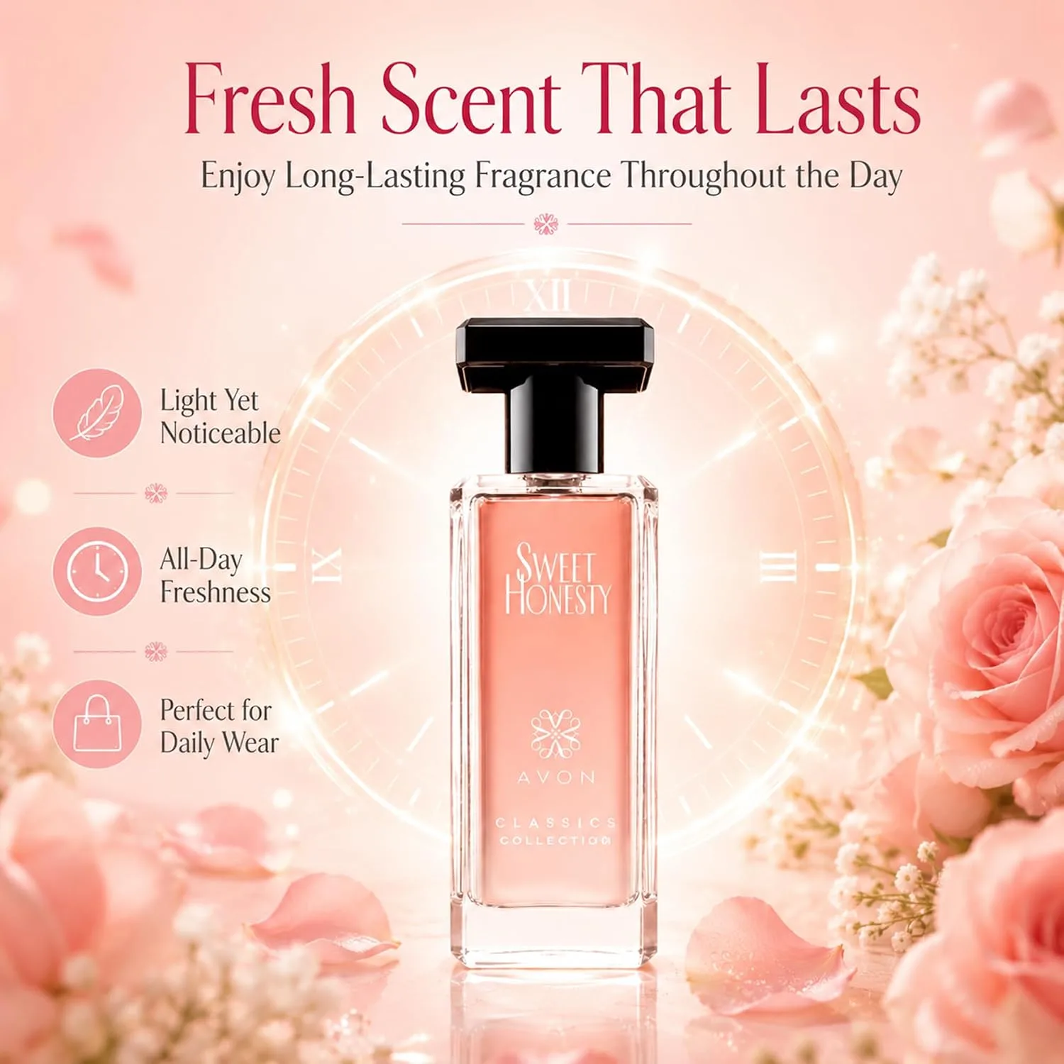AVON Sweet Honesty Cologne for Women — Fresh Cedarwood Long Lasting Perfumes for Women — Clean Floral Women’s Fragrances with Rose and Lily, 1.7 fl oz — Designer Womens Perfume Gift (Pack of 4)