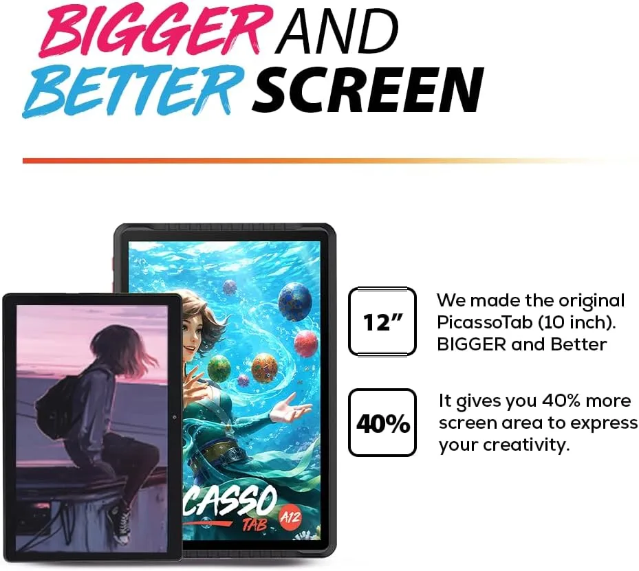 PicassoTab 12" Standalone Drawing Tablet, No Computer Needed, Portable -A12