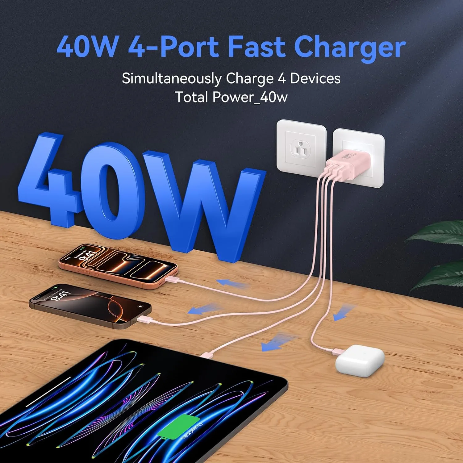 USB C Wall Charger Block, 40W USB Type C iPhone Charger Fast Charging Block