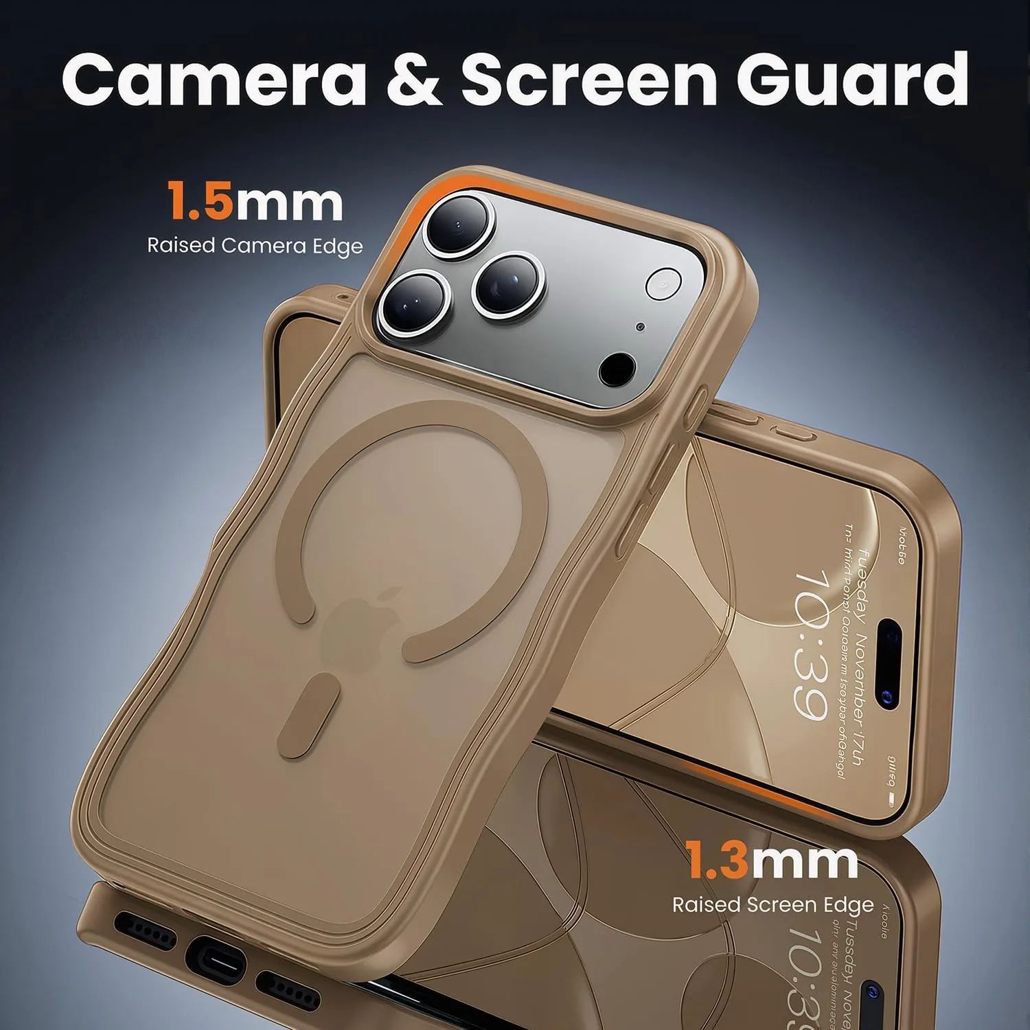 toushion for iPhone 17 Pro Case Cute Brown Wave Edge