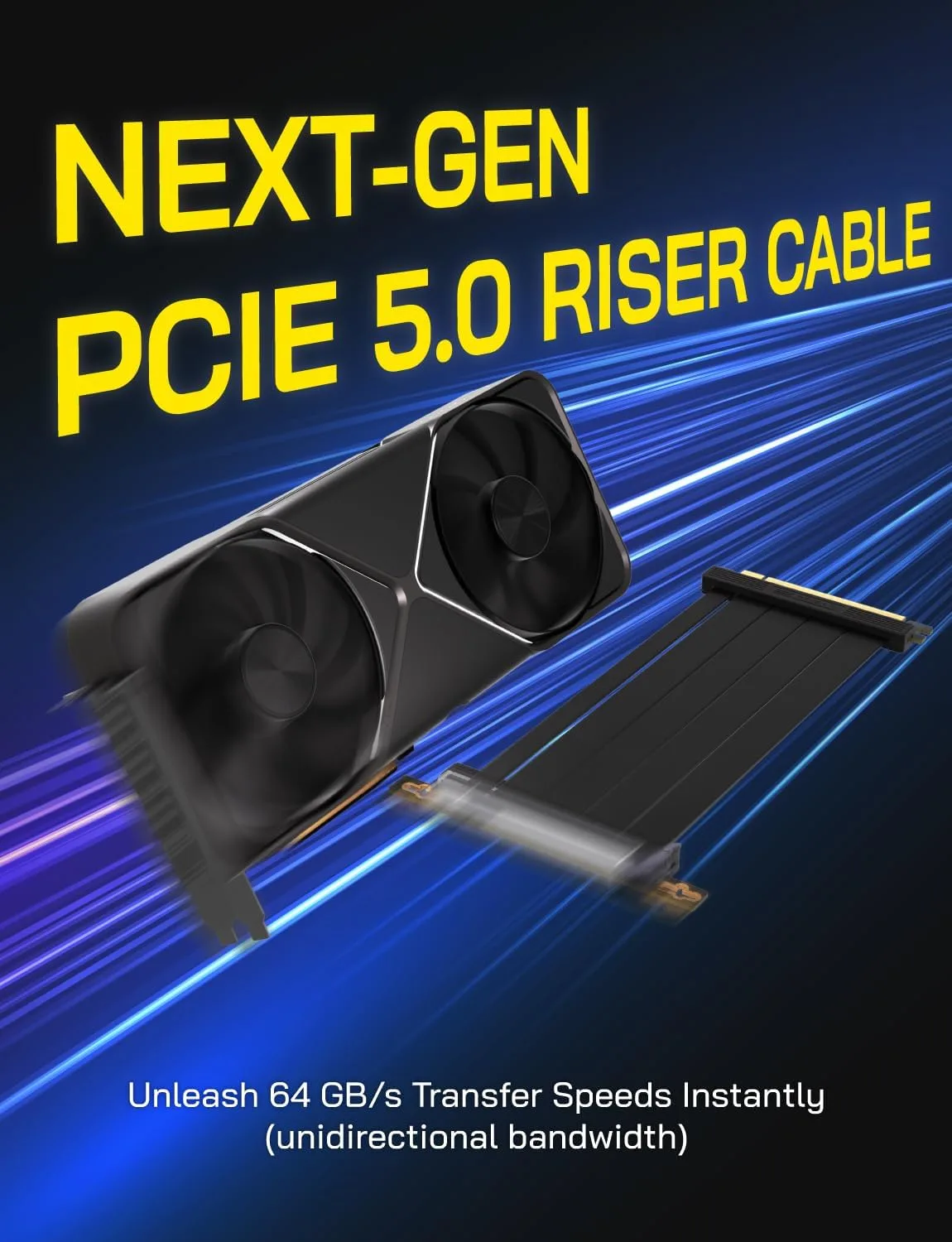 EZDIY-FAB PCIe 5.0 Riser Cable, Gen5 GPU Extender, Right Angle, 20cm, Black