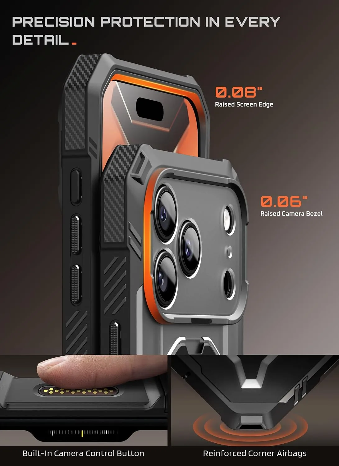 SUPCASE for iPhone 18 Pro Case/iPhone 17 Pro Case, Glass Protector, Black