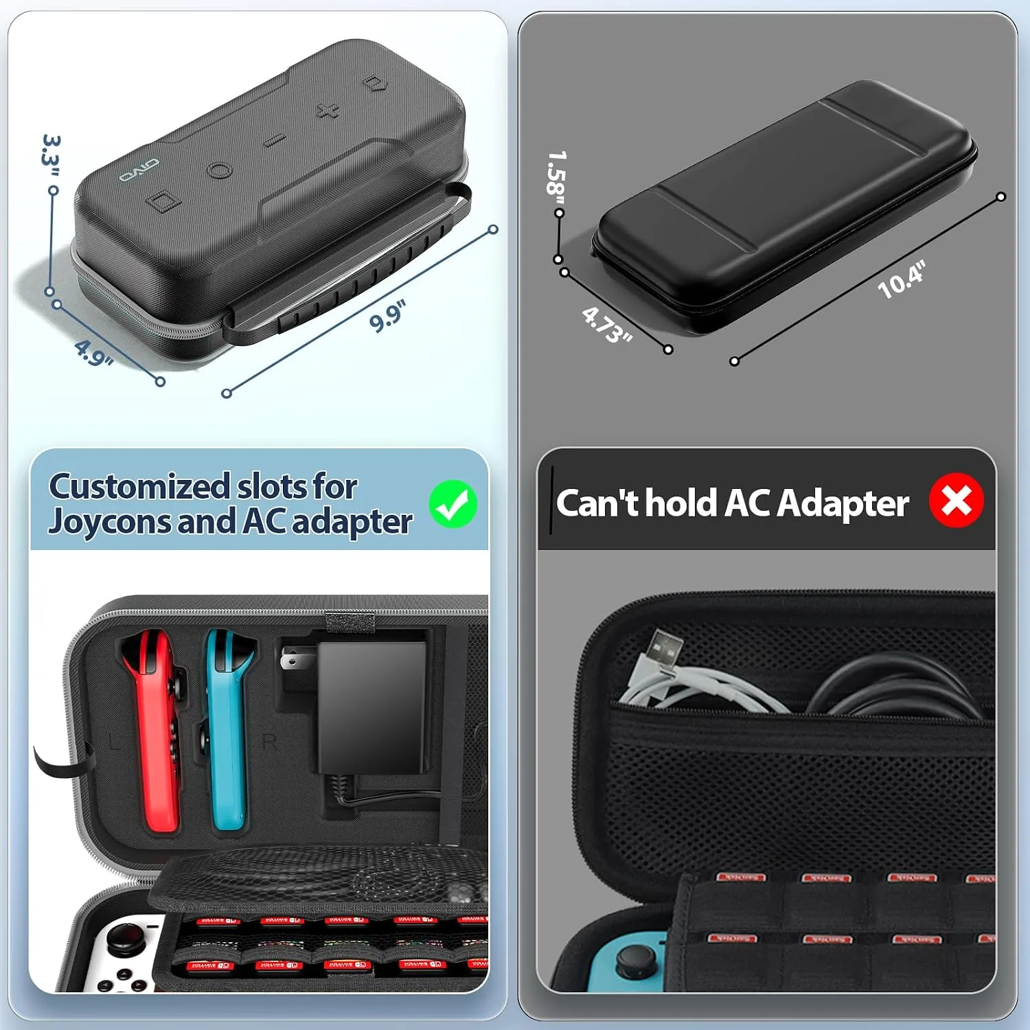 OIVO Switch 1 Carrying Case Compatible with Nintendo & OLED, Portable Switch Travel Carry Case Fit for Joy-Con and Adapter, Hard Shell Protective OLED Pouch Bag with 20 Games, Grey