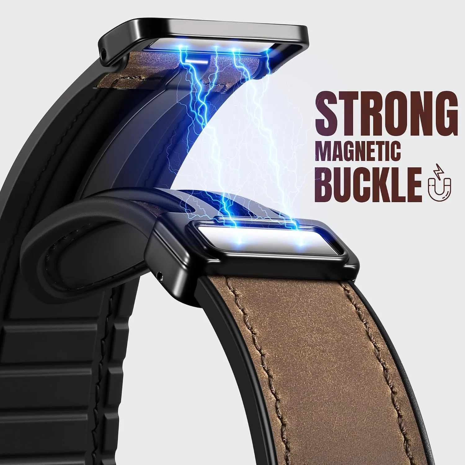 Charlam Magnetic Leather Bands Compatible with Samsung Galaxy Watch 7 Band 6 5 4 FE Active 2 40mm 44mm/Watch 6/4 Classic/Watch 5 Pro/3, 20mm Genuine Leather Straps for Samsung Watch Bands Men Women