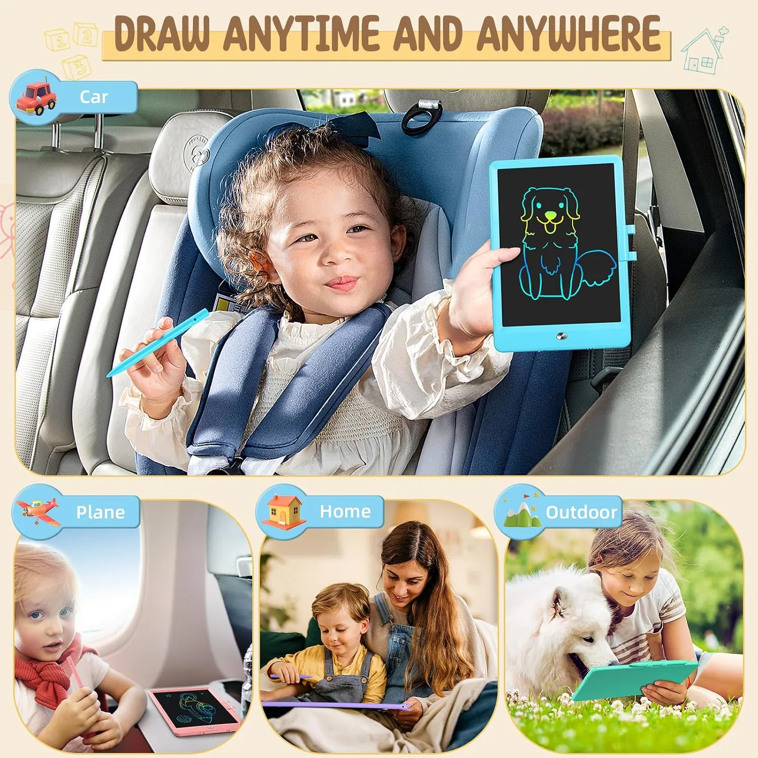 Kidopire LCD Writing Tablet, 2Pack Drawing Pad for Kids, Kid Doodle Board