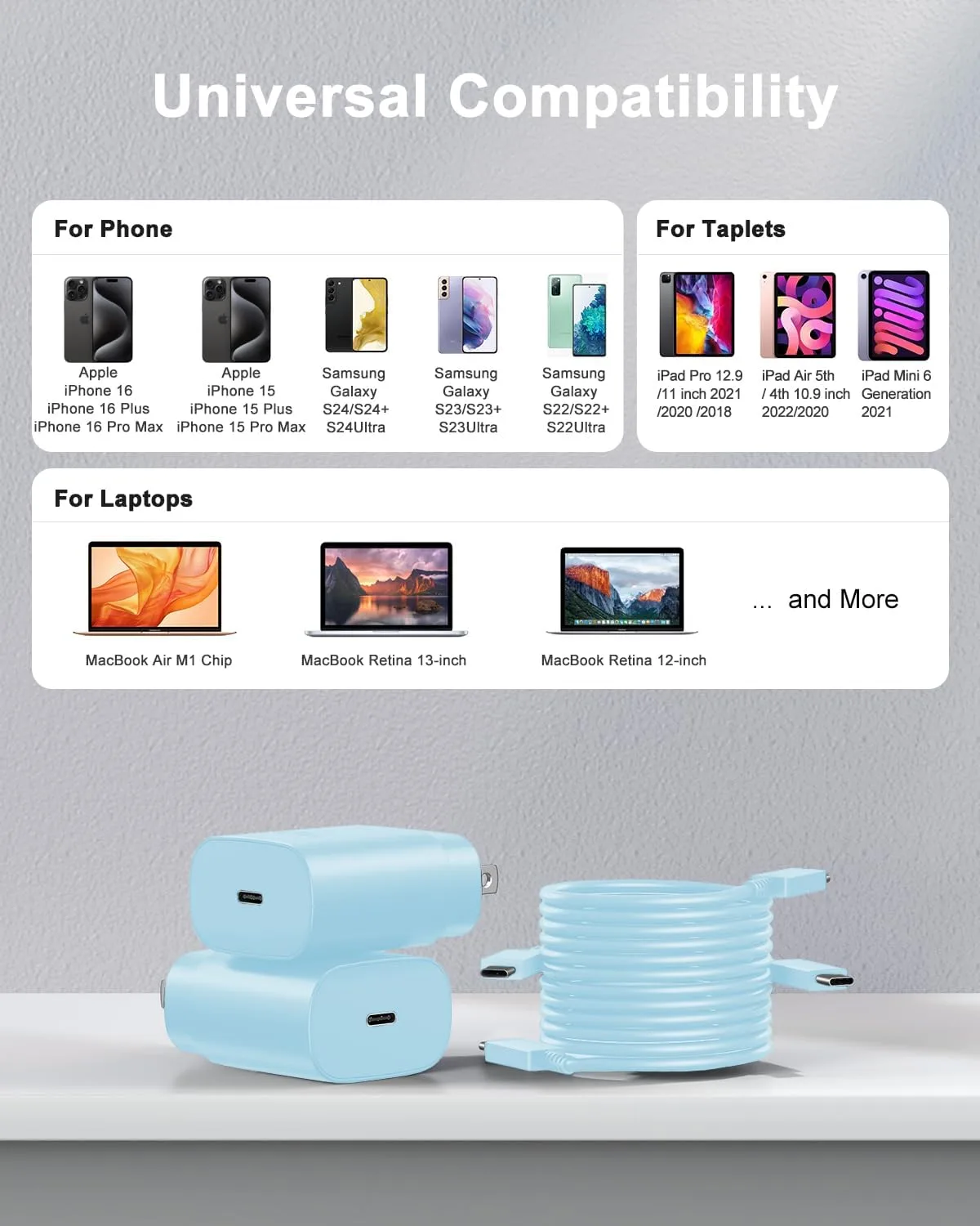 Type C Charger Fast Charging, 2Pack [10FT&6FT] Long USB C Cable with 25W Phone Super Fast Charger Block Compatible with Galaxy S26+/S25 Ultra,iPhone 18/17/16/Air/Plus/Pro Max/Duo