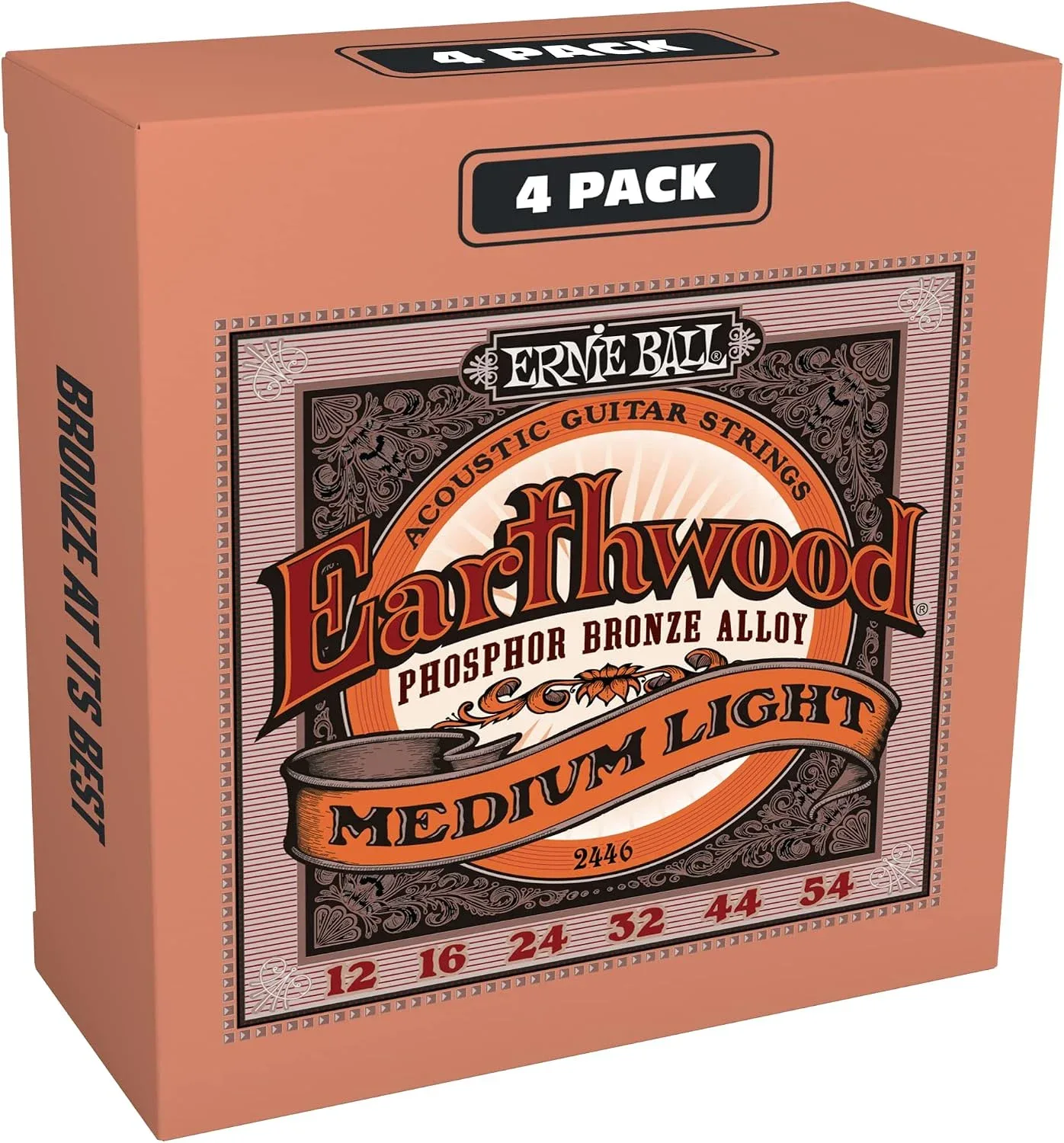 Juego de cuerdas Ernie Ball Earthwood Medium Light Phosphor Bronze para guitarra acústica 4 packs calibre 12-54