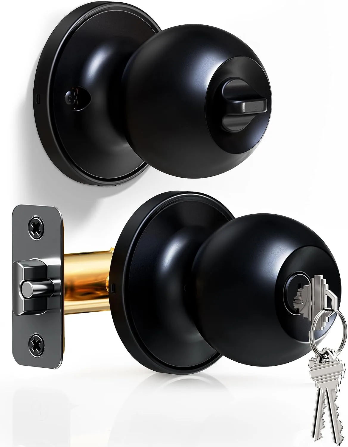 Pomo para puerta con llave Veise K01 negro mate