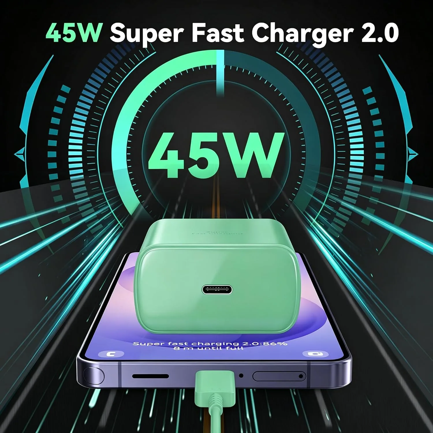 45W Super Fast USB C Android Type C Phone Charger Fast Charging 6.6FT Cord