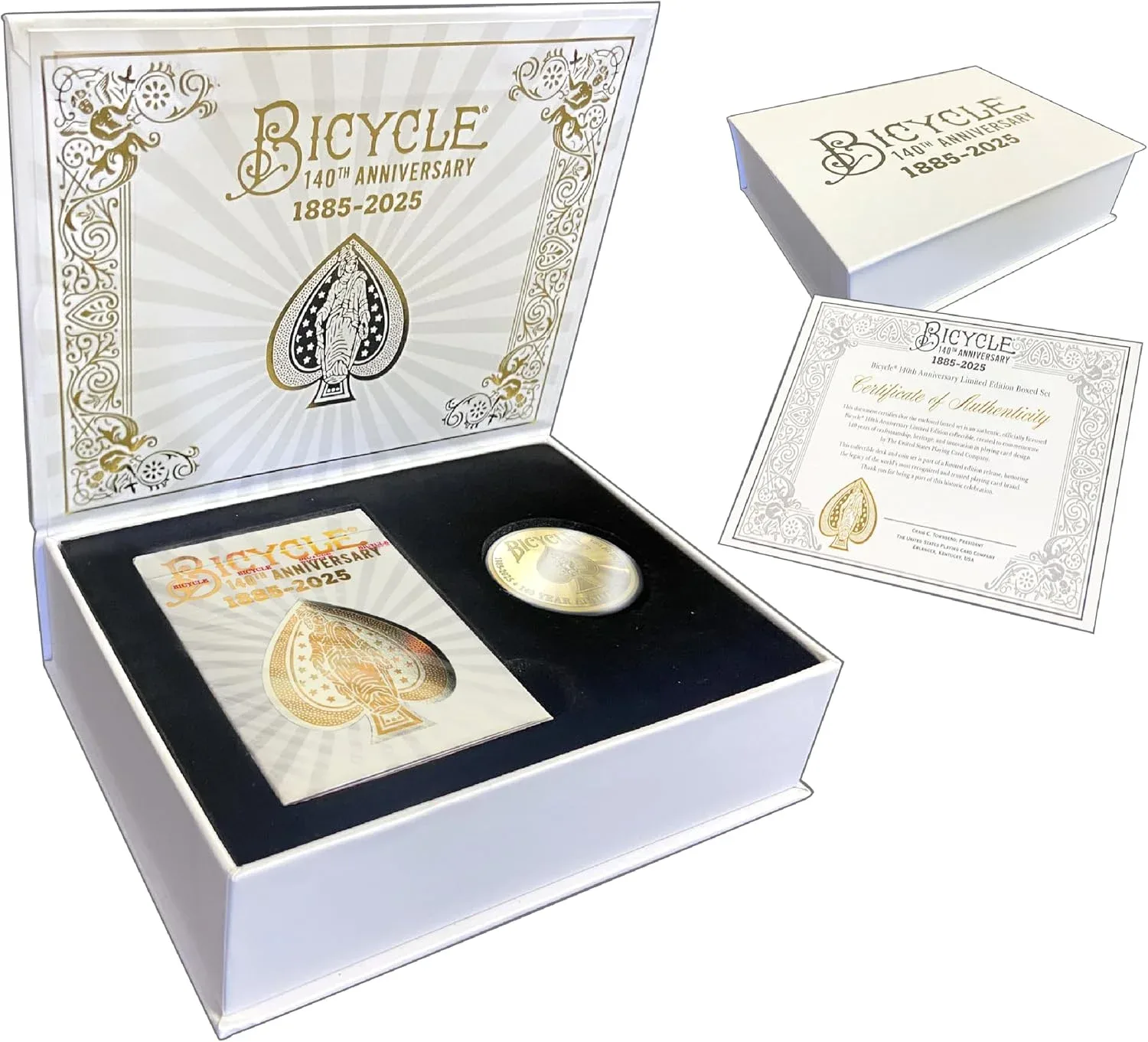 Cartas Bicycle 140 Aniversario Edición Limitada con Moneda Conmemorativa Coleccionable