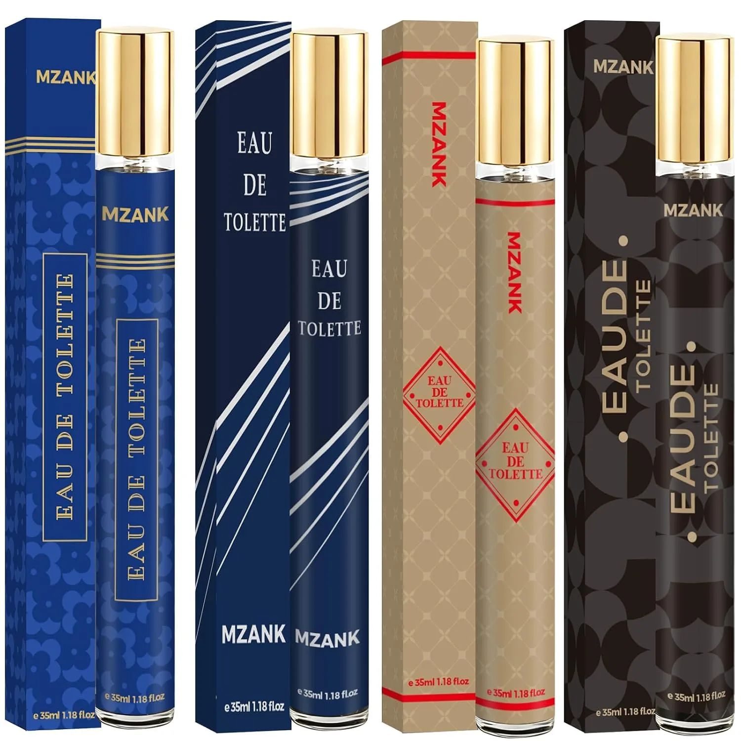 MZANK Cologne for Men, 4 Pack Perfume for Him, Mens Cologne Sampler Sets, Travel Size Perfume, Eau de Toilette, Body Spray Long Lasting Gifts for Him Birthday Anniversary Valentines Christmas