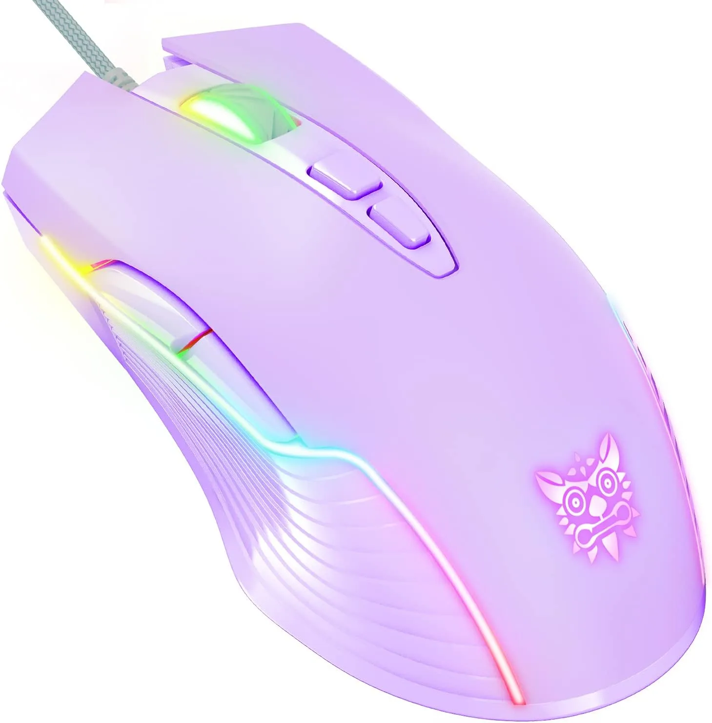 Mouse Gamer Simgal 905 RGB Cableado 6400 DPI 7 Botones Lila