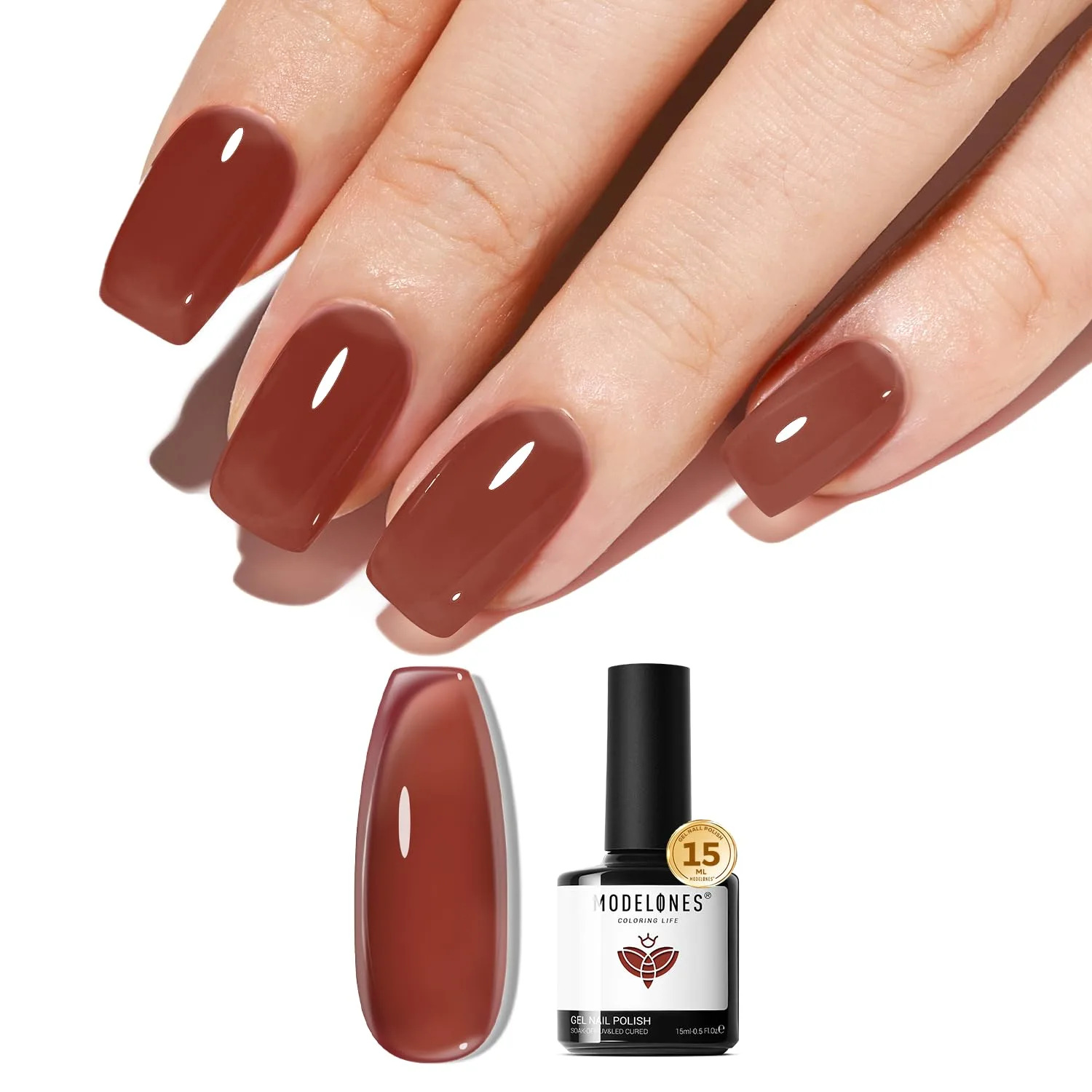 modelones Jelly Brown Gel Nail Polish 15ML 28+Days Long-Lasting