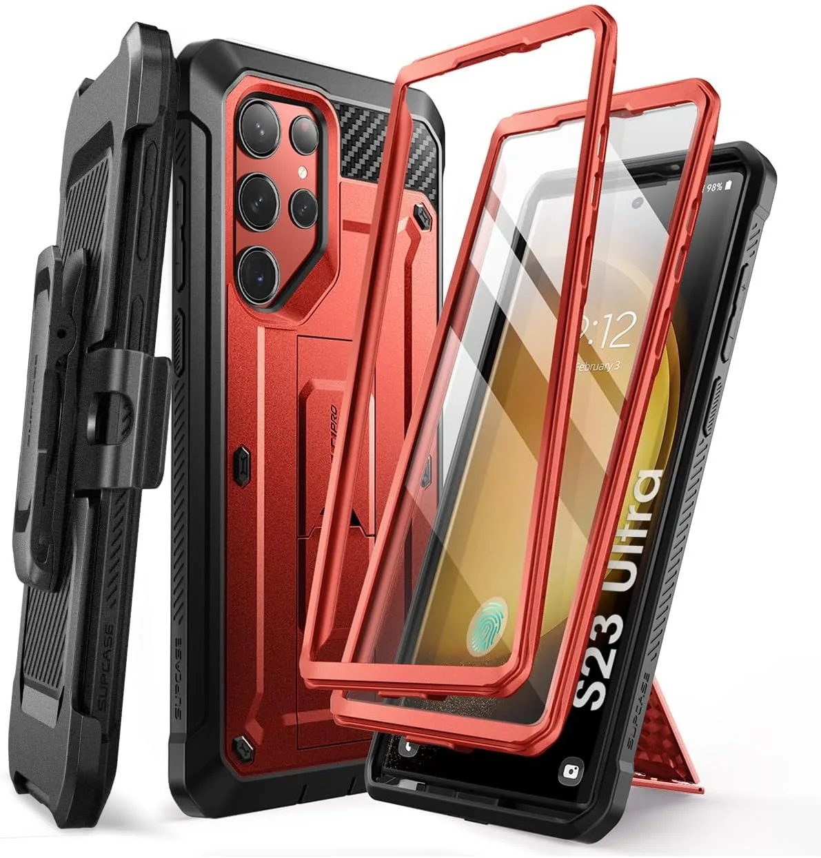 SUPCASE for Galaxy S23 Ultra Case with Built-in Screen Protector, Ruddy