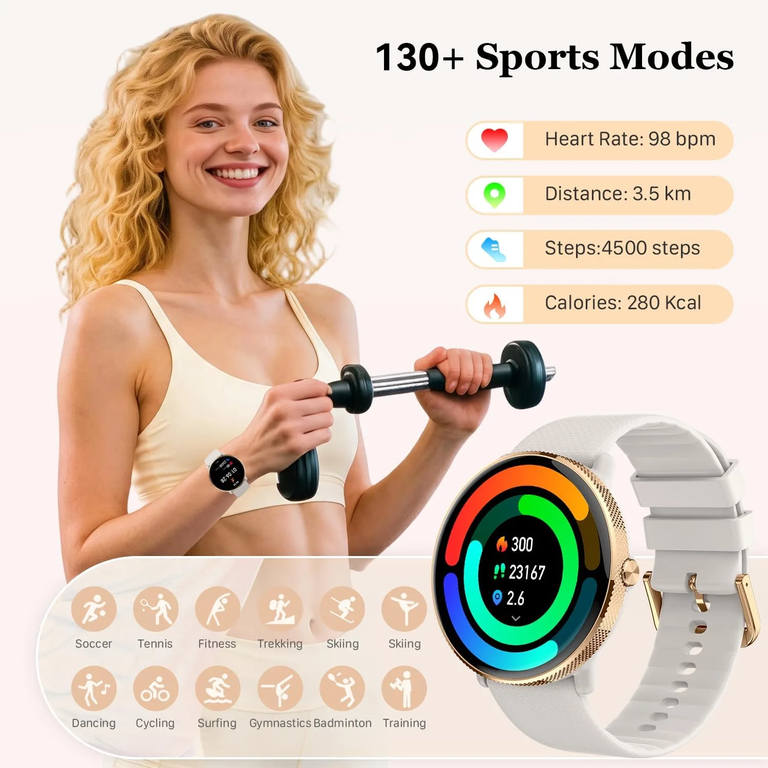 Smart Watch for Women Fitness Tracker: Waterproof Bluetooth Call Answer/Make Smart Watches for Android/iPhone Digital Women Smartwatch Activity Pedometer Heart Rate Monitor 120+ Sports Model