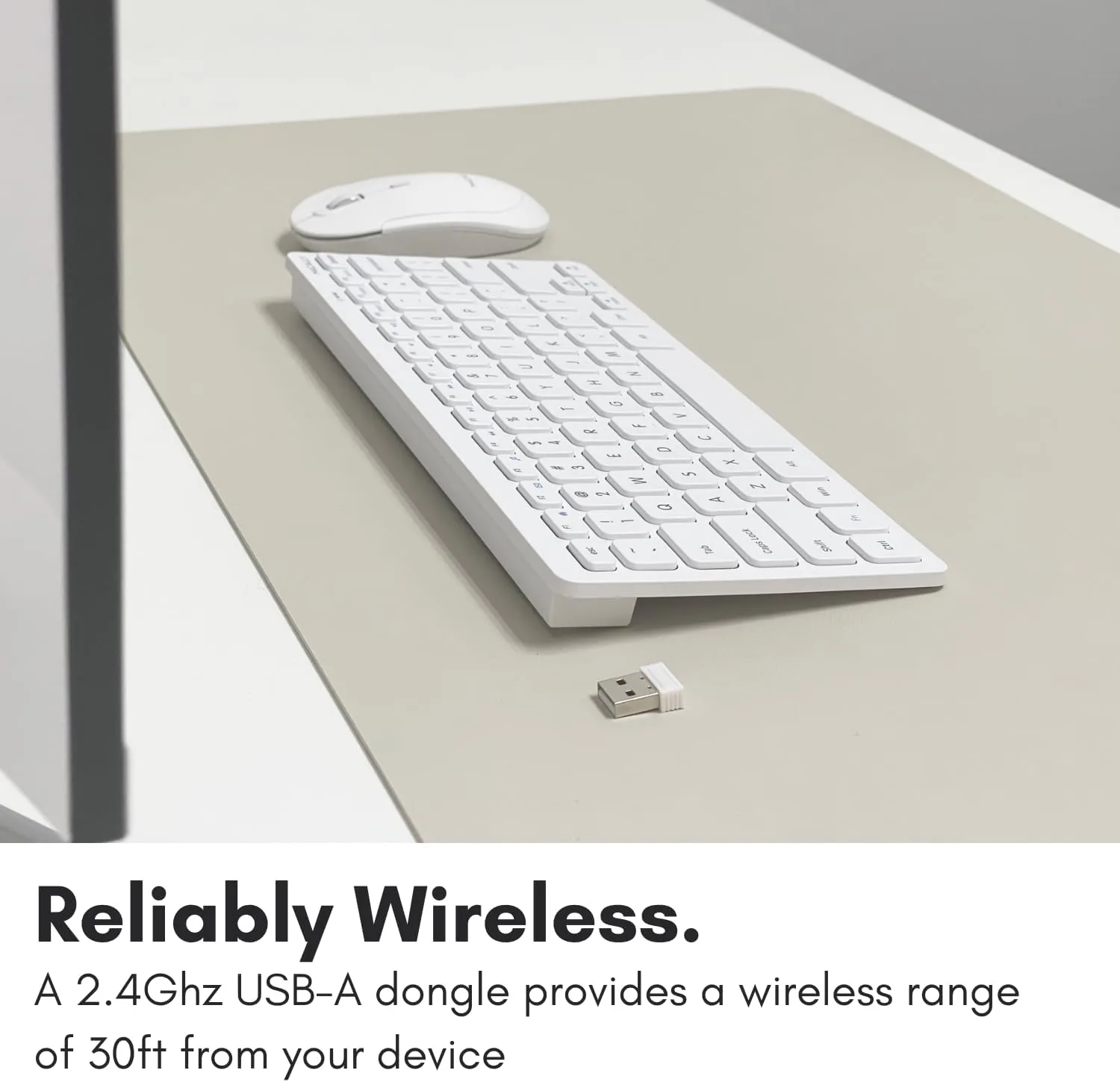Macally Mini Compact Keyboard - Wireless Keyboards for Desktop PC, Surface, Chromebook, Notebook, Laptop Keyboard, Slim Key Board with 2.4G Wireless USB - Small Keyboard for Travel (White)