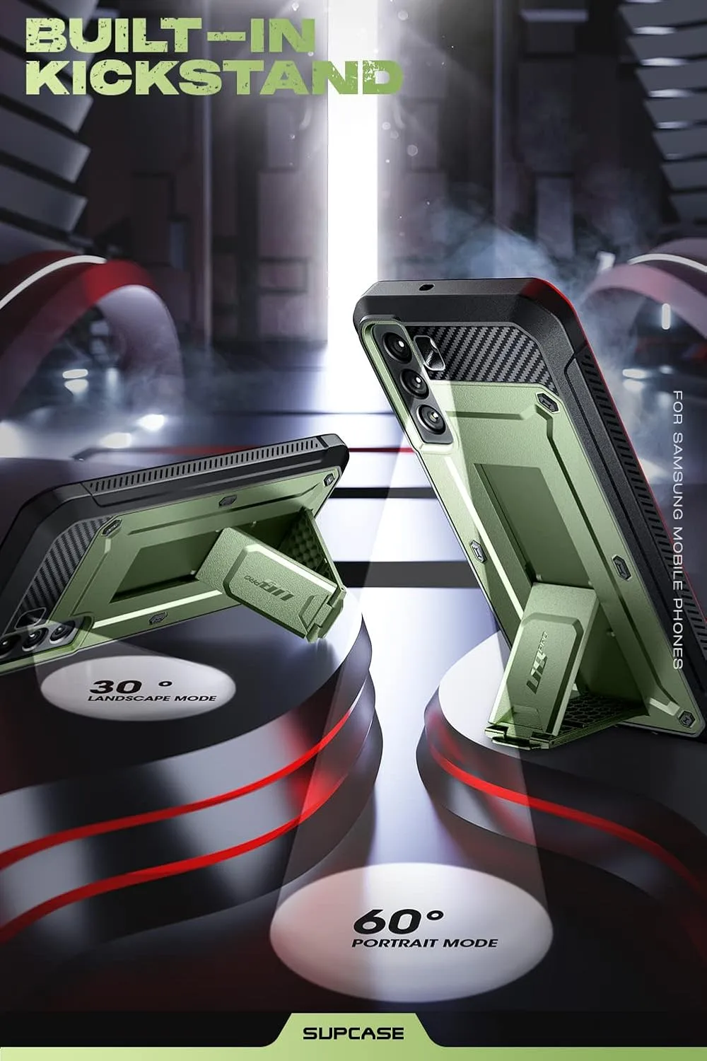 SUPCASE for Samsung Galaxy S22 Case with Built-in Kickstand, Green