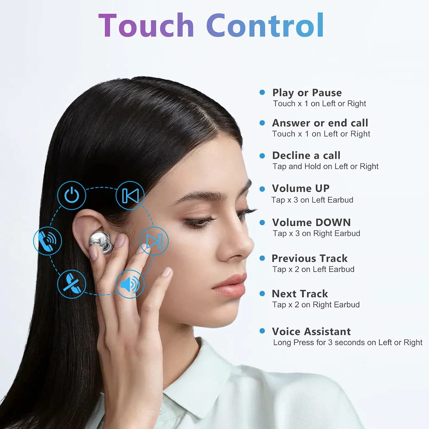 ELOVEN Wireless Earbuds Deep Bass Stereo Sound Bluetooth Earbuds True 120H