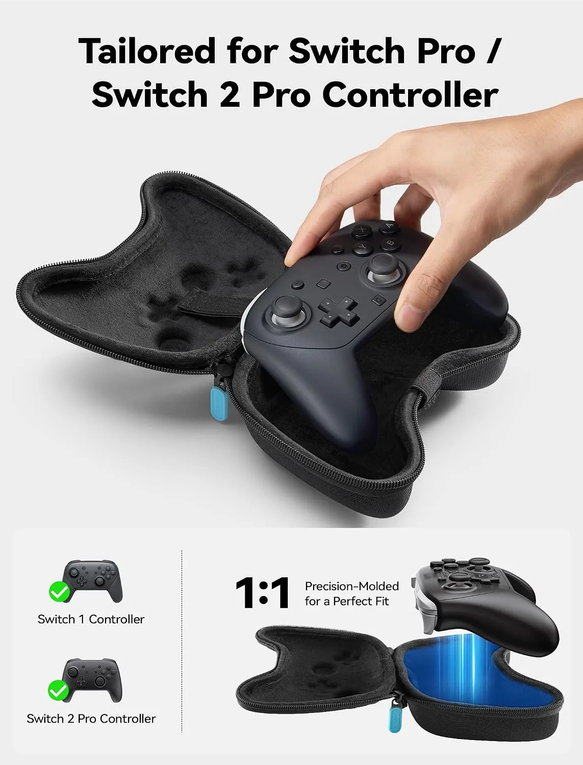 JSAUX Case for Nintendo Switch Pro / Switch 2 Pro Controller, 6 Thumb Grips