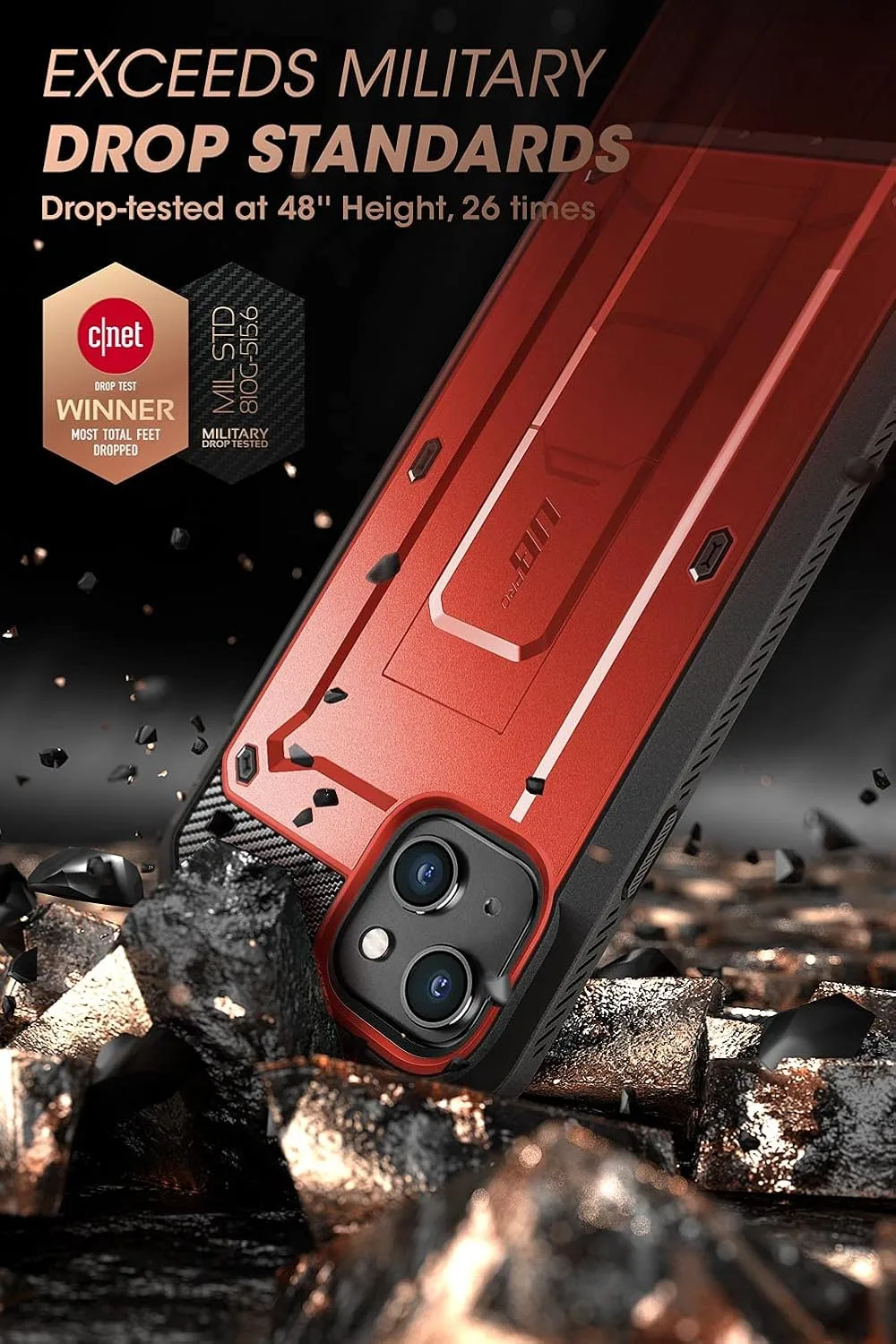 SUPCASE for iPhone 13 Case (6.1 inch) with Screen Protector, Ruddy