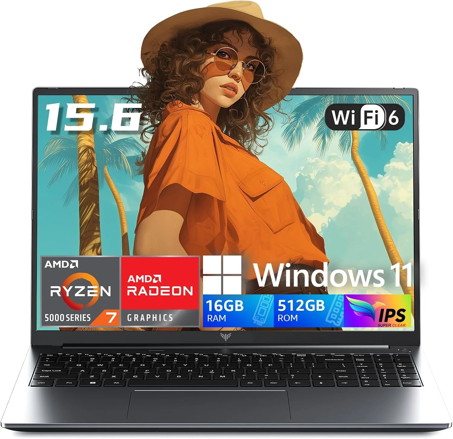2026 AMD Gaming Laptop with AMD Ryzen 7 5700U Processor(8C/16T, Up to 4.3GHz), 16GB RAM 512GB NVMe SSD Laptop, Radeon™ Graphics, 15.6" Display Laptop Computer, Backlit KB, WiFi 6, HDMI, Type-C
