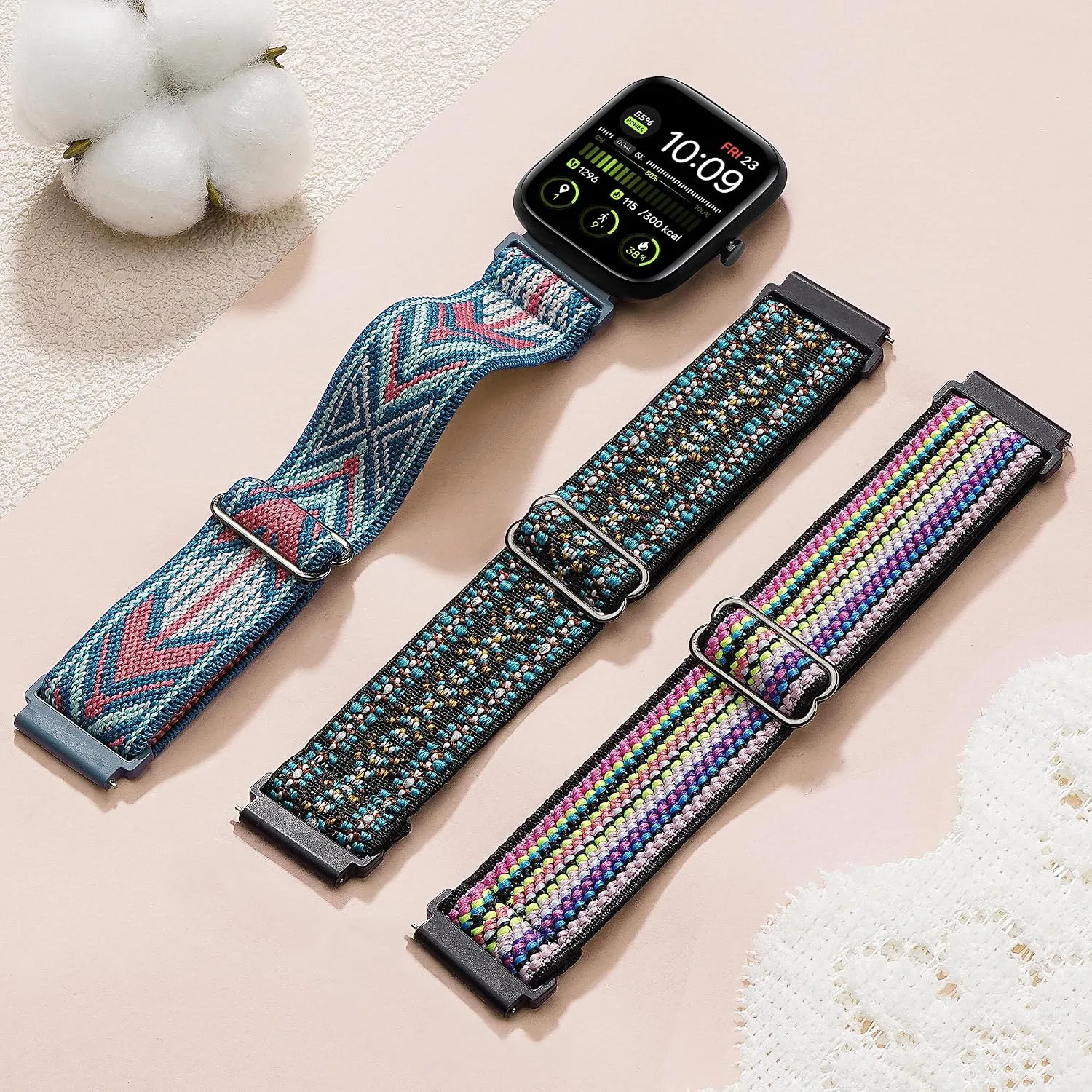 3 Pack Stretchy Nylon Bands for IDW13,IDW16,IDW19 Smartwatch Bands, 22mm Elastic Straps for Fitpolo IDW13/Woneligo W13/FITVII HM57, TOOBUR/ENOMIR/MILOUZ/Gydom/Faweio/Amzhero/Tensky IDW19 Smart Watch for Women Men