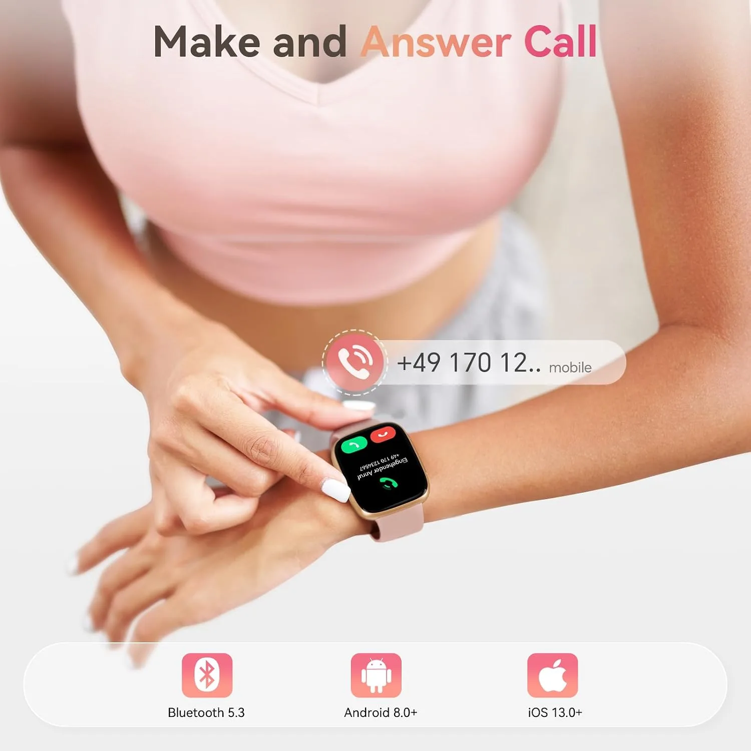 Smart Watch for Women, Answer/Make Call, 1.85" AMOLED Always-On Screen