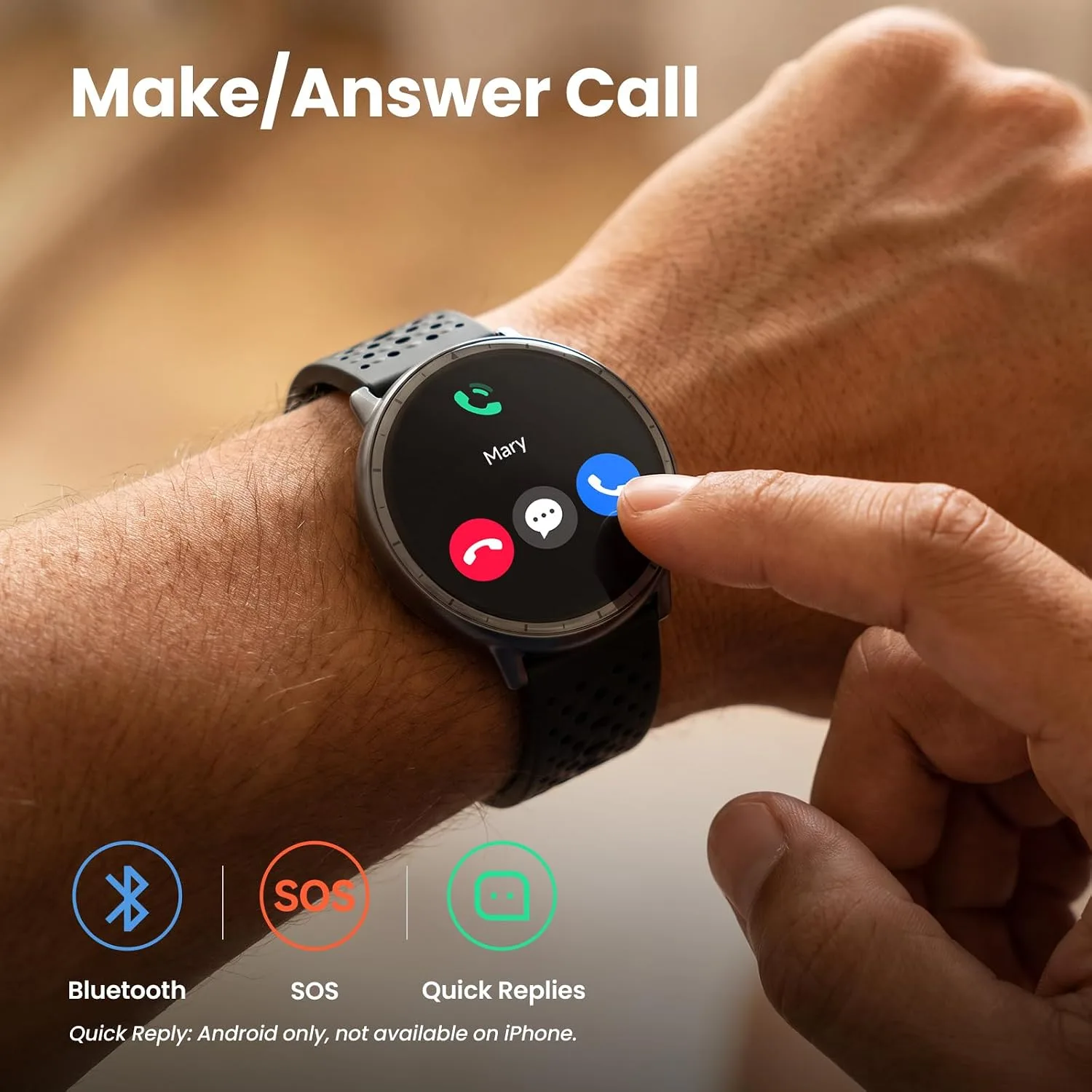 Smart Watch for Men Women,GPS Built-in,1.3" Ultra-bright AMOLED Display,SOS