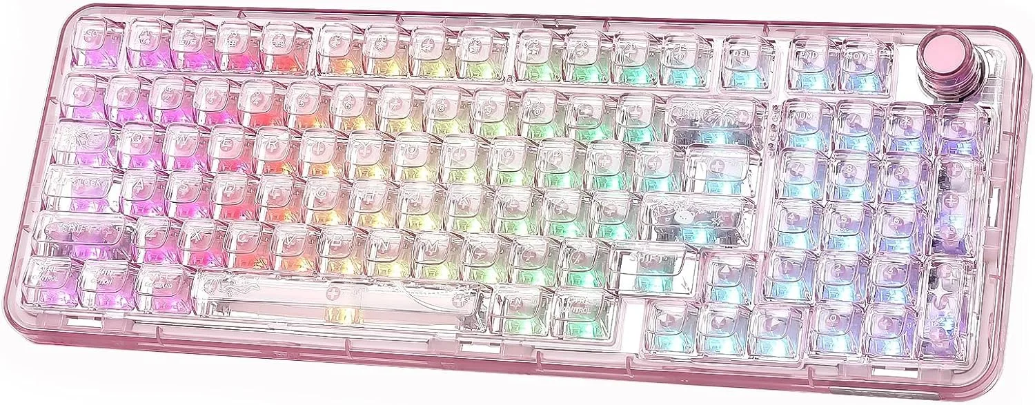 Teclado Gamer Mecánico Inalámbrico Yunzii X98 Rosa con Switch Crystal