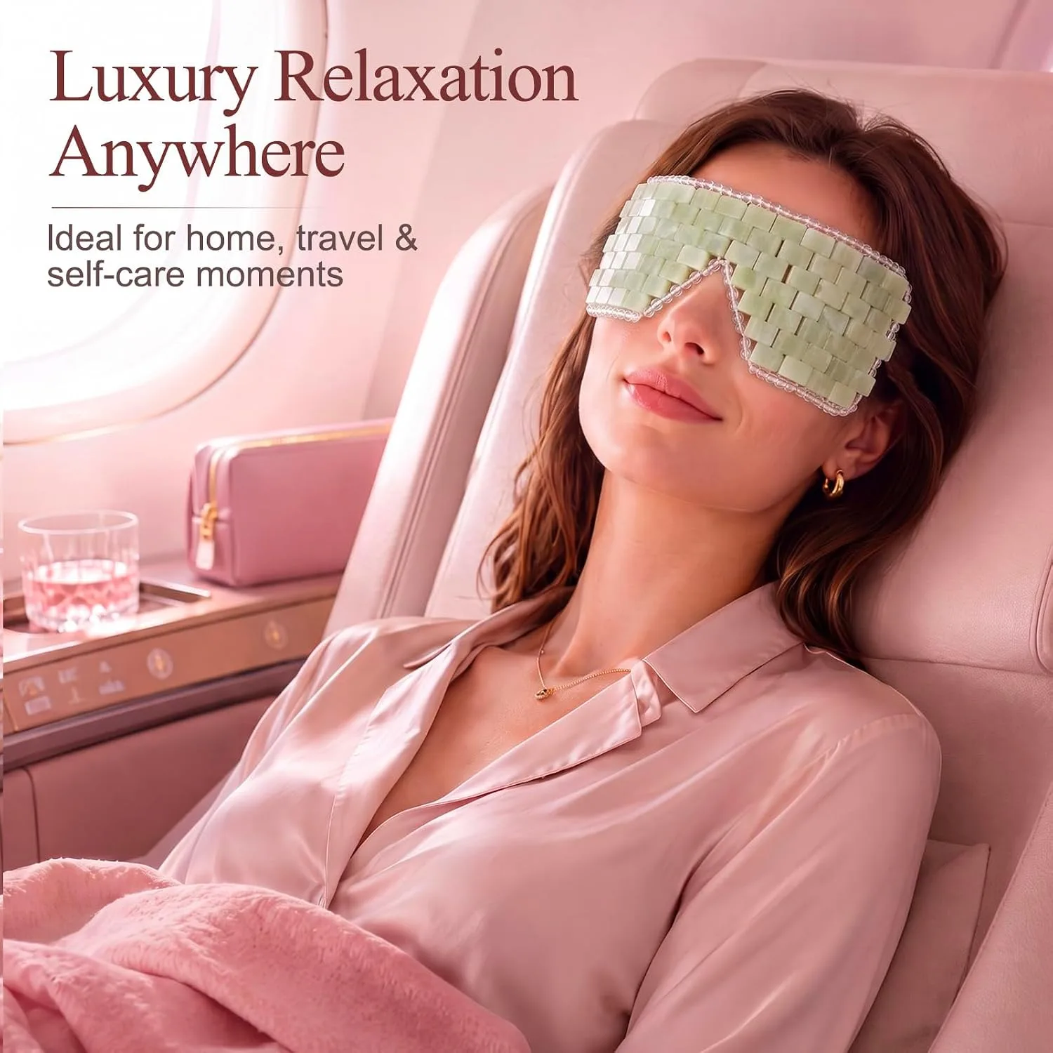 Hercicy Jade Eye Mask, Jade Stone Facial Cooling Mask