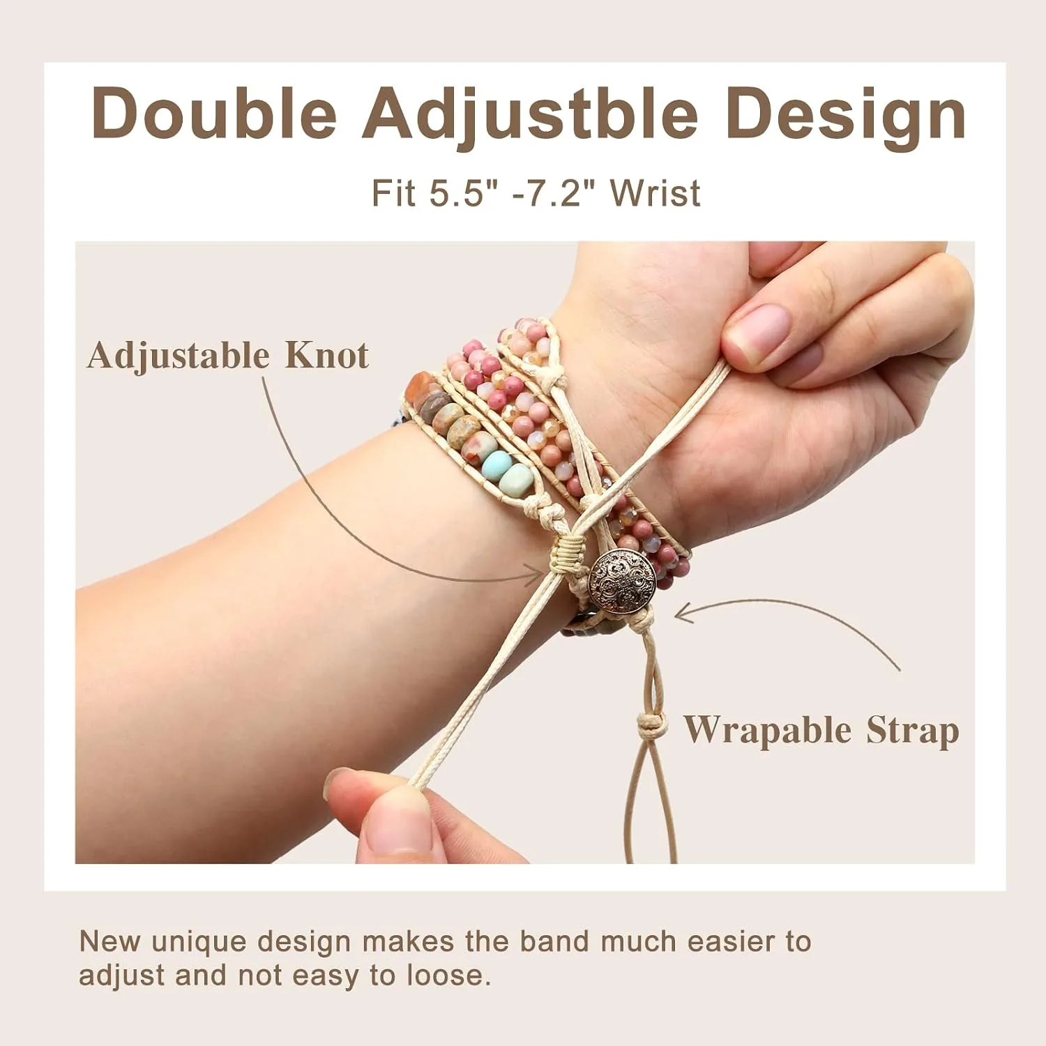 JR.DM Boho Beaded Handmade Braided Bracelet Band Women 20mm Compatible with Samsung Galaxy Watch 7/6/5/4/Active 2/4 Classic/6 Classic/5 Pro/FE 40mm 42mm 43mm 44mm 45mm 46mm 47mm
