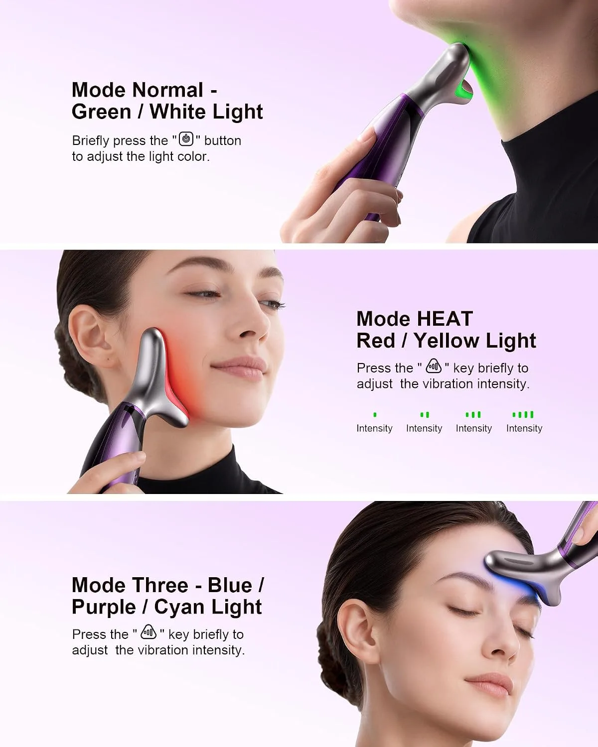 Pedete Facial Massager, 7 Colors Red Light Therapy for Face and Neck