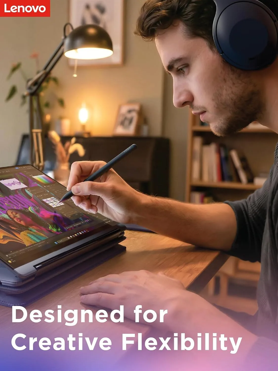 Lenovo Yoga Pen 2 with Magnetic Pen Case, AES 3.0 Stylus with 8192 Pressure Levels, USB C Rechargeable, Tilt Detection, Multi Protocol Support for Lenovo Yoga 2 in 1 PCs, Cosmic Blue