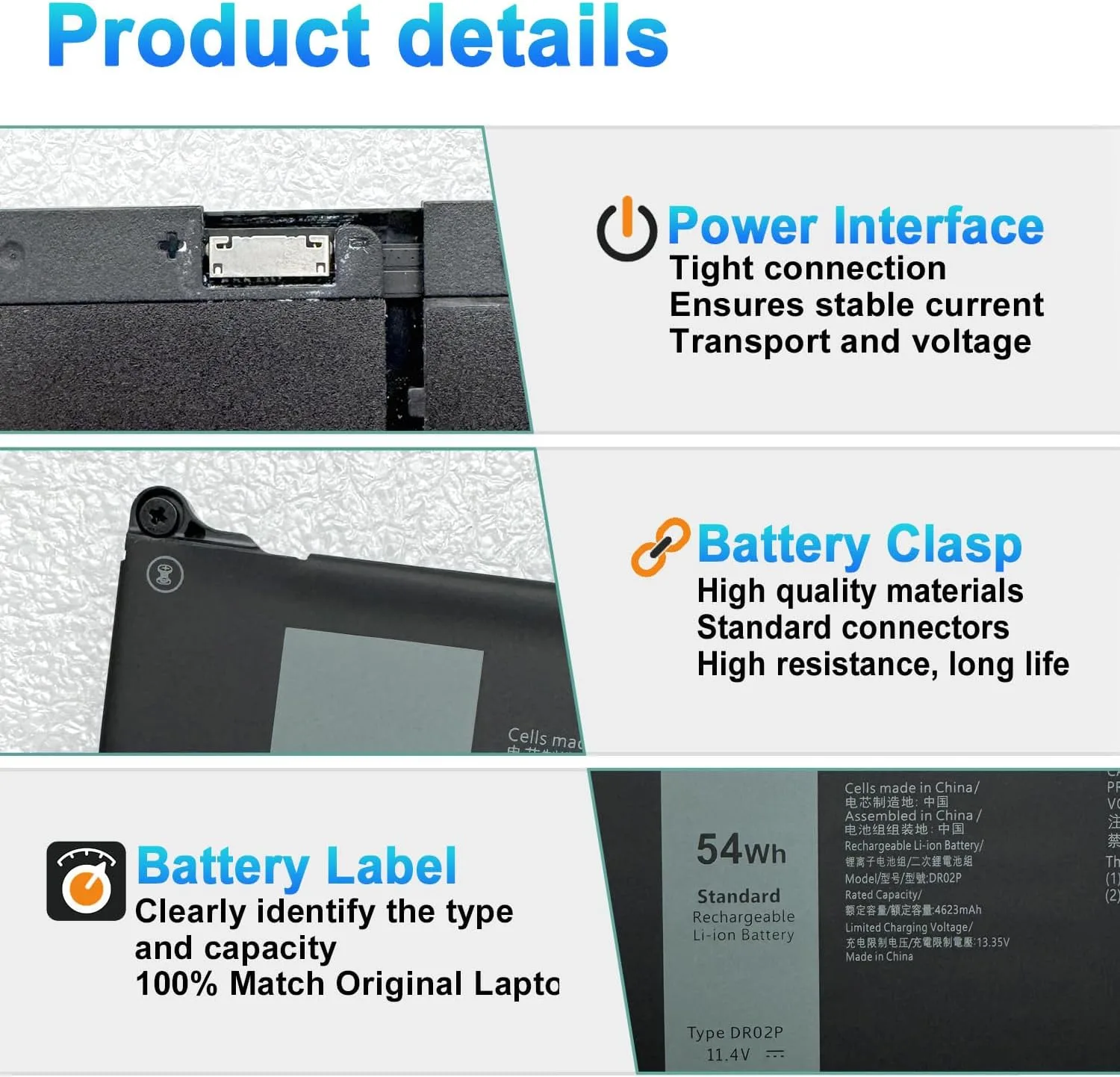 DR02P R73TC Battery for Dell Latitude 3440 5440 5450 5540 5550 7455