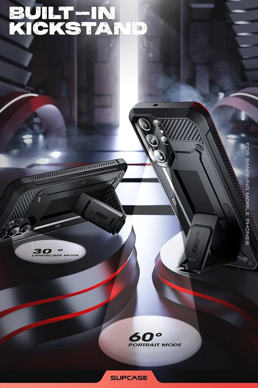 SUPCASE for Galaxy S23 Ultra Case with Built-in Screen Protector, Black