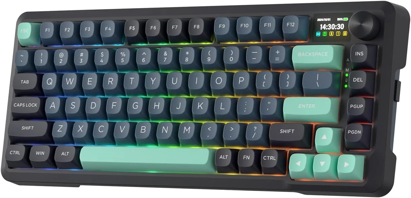 Teclado Gamer Redragon K724 PRO Wireless 81 teclas con pantalla TFT y perilla