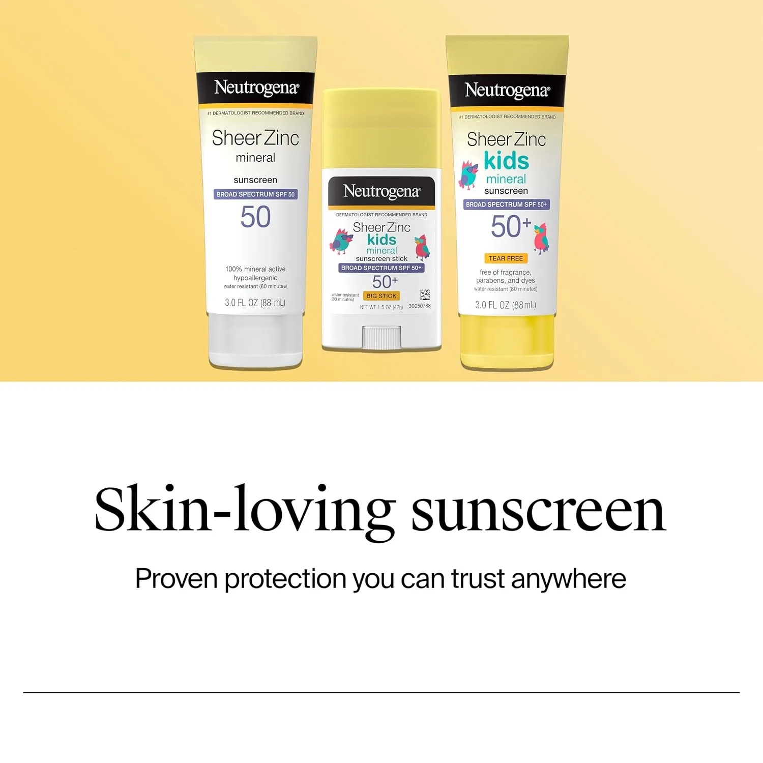 Neutrogena Sheer Zinc Oxide Kids Mineral Sunscreen Stick SPF 50+, 1.5 oz
