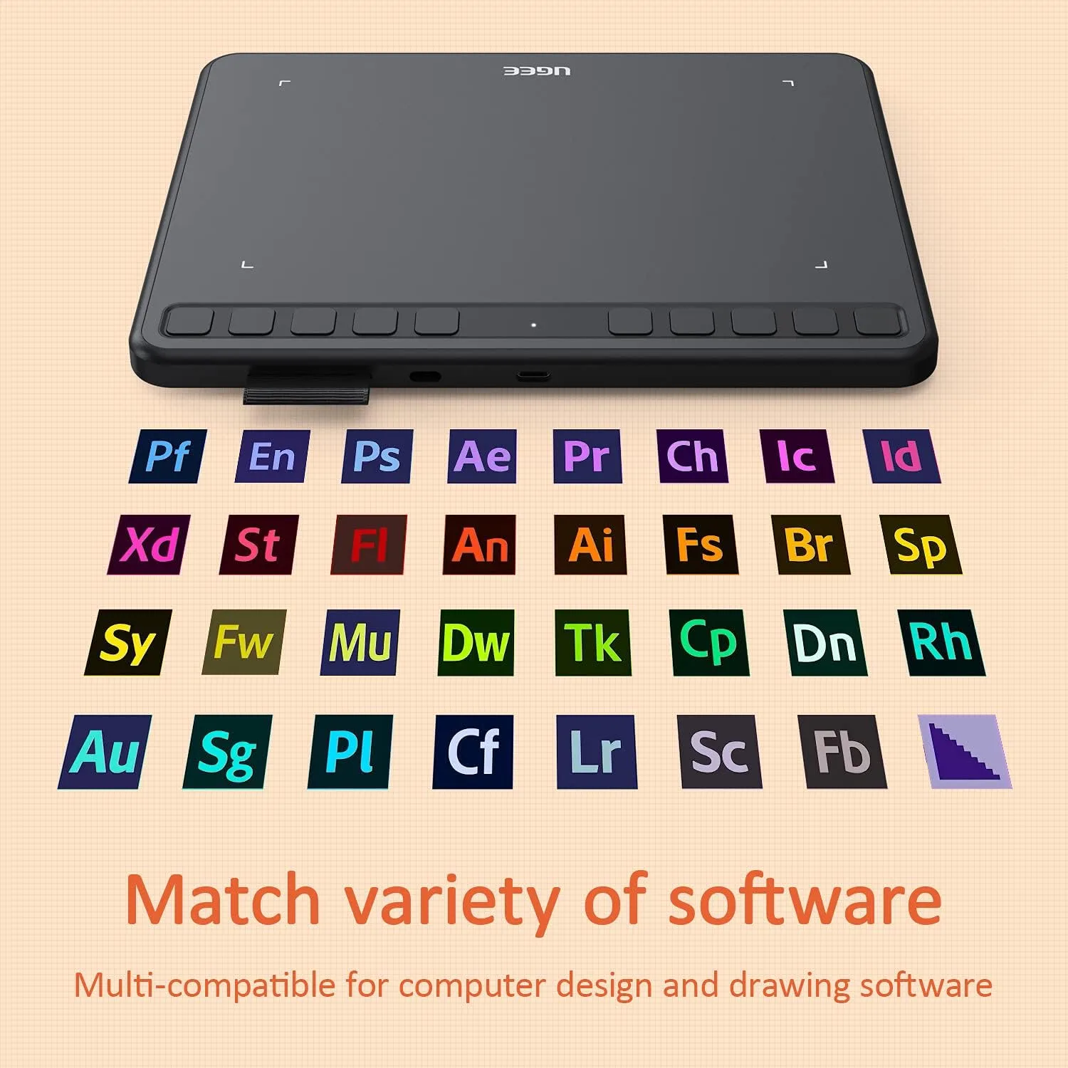 UGEE S640 Graphics Drawing Tablet, Digital Draw Art Pad with Pen Battery-Free Stylus Tilt Function 8192 Levels Pressure Sensitivity 10 Express Keys for Mac, Windows PC and Android