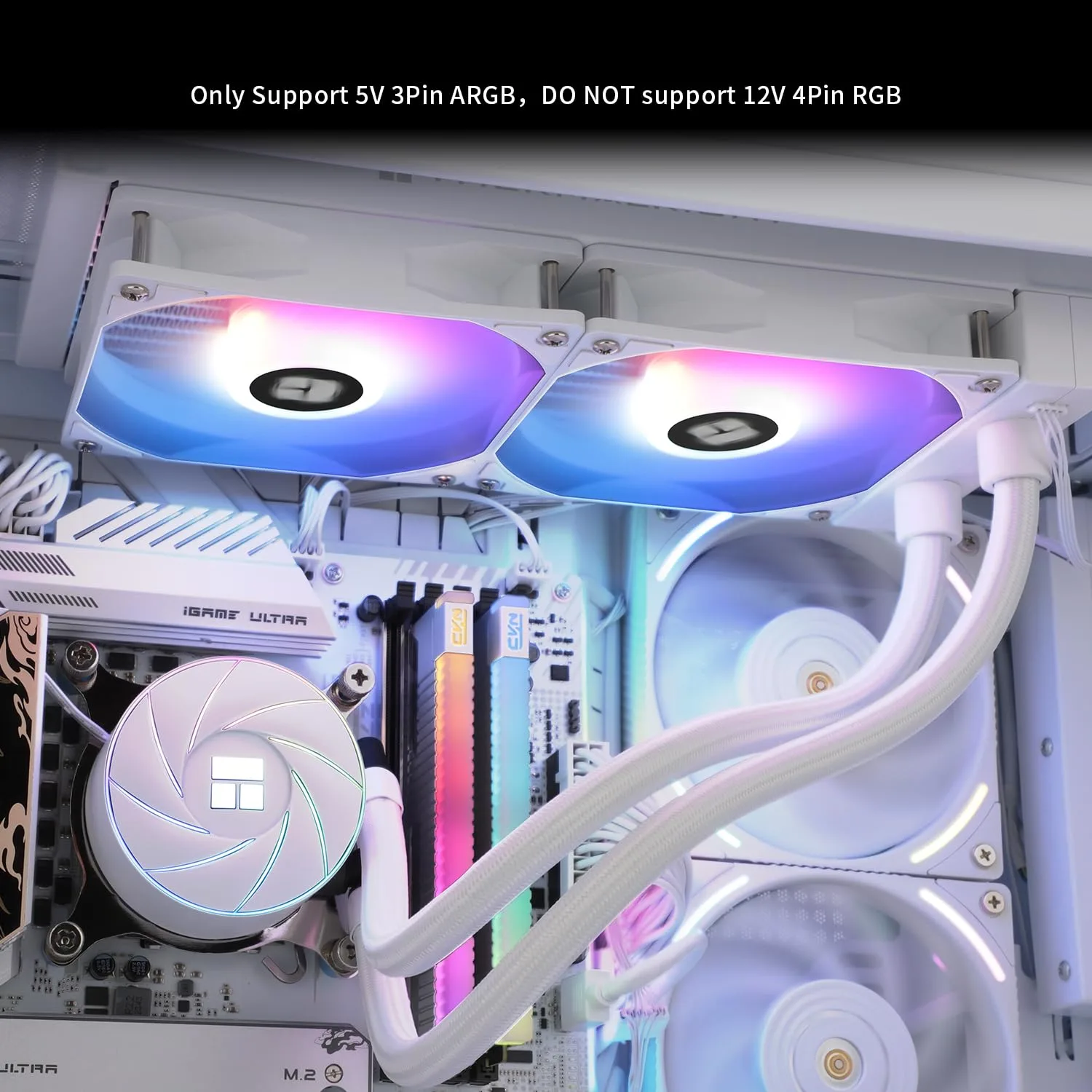 Thermalright Aqua Elite 240 White ARGB Liquid CPU Cooler, 240 Cooling Row Size, Double PWM Fans,1550RPM Speed,for AMD/AM4/AM5,Intel LGA1150/1151/1155/1156/1200/1700/1851(White)