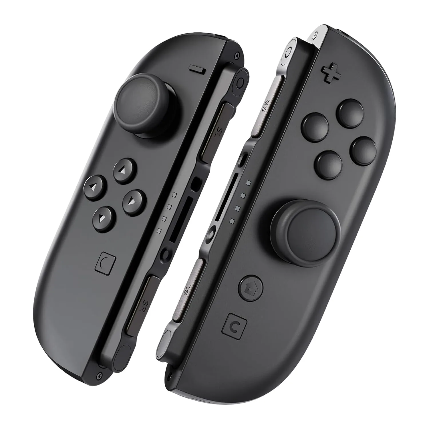 eXtremeRate Replacement 3D Joystick & Thumb Grips & Side Rail Shell Buttons for Nintendo Switch 2 JoyCon, Console Rail Stickers Controller Left Right Analog Stick Thumbsticks Caps for Switch 2 - Black