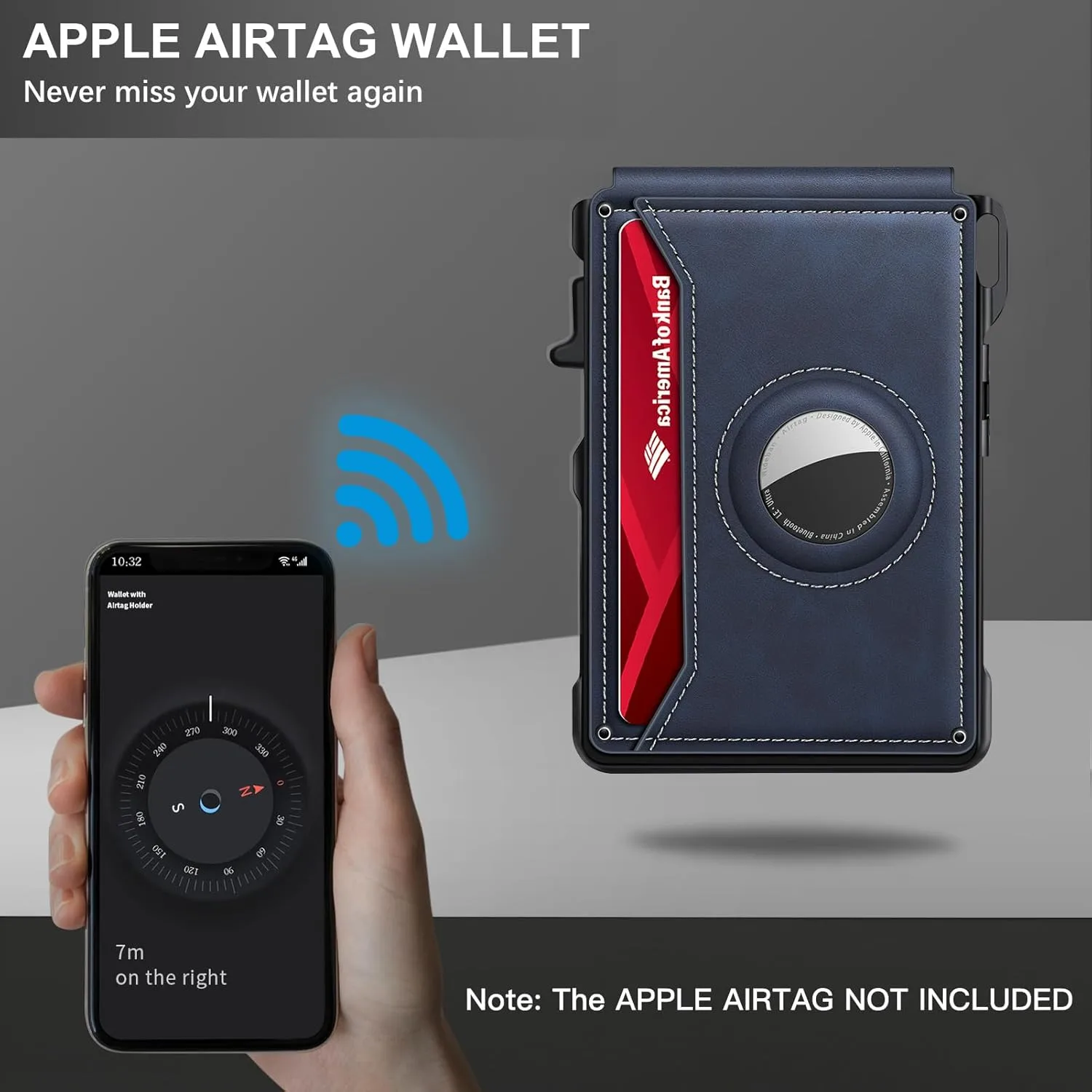 Airtag Wallet for Men Smart Wallet for Air Tag RFID Blocking Minimalist