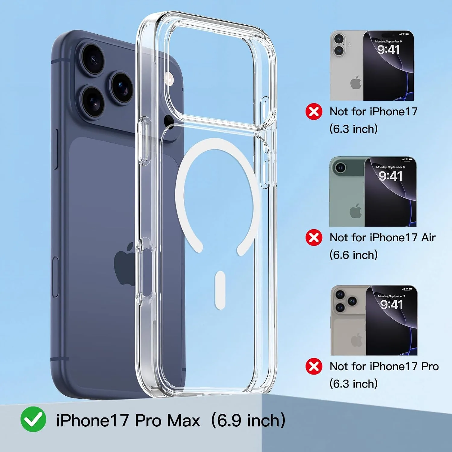 COOLQO Magnetic for iPhone 18/17 Pro Max Case, Crystal Clear