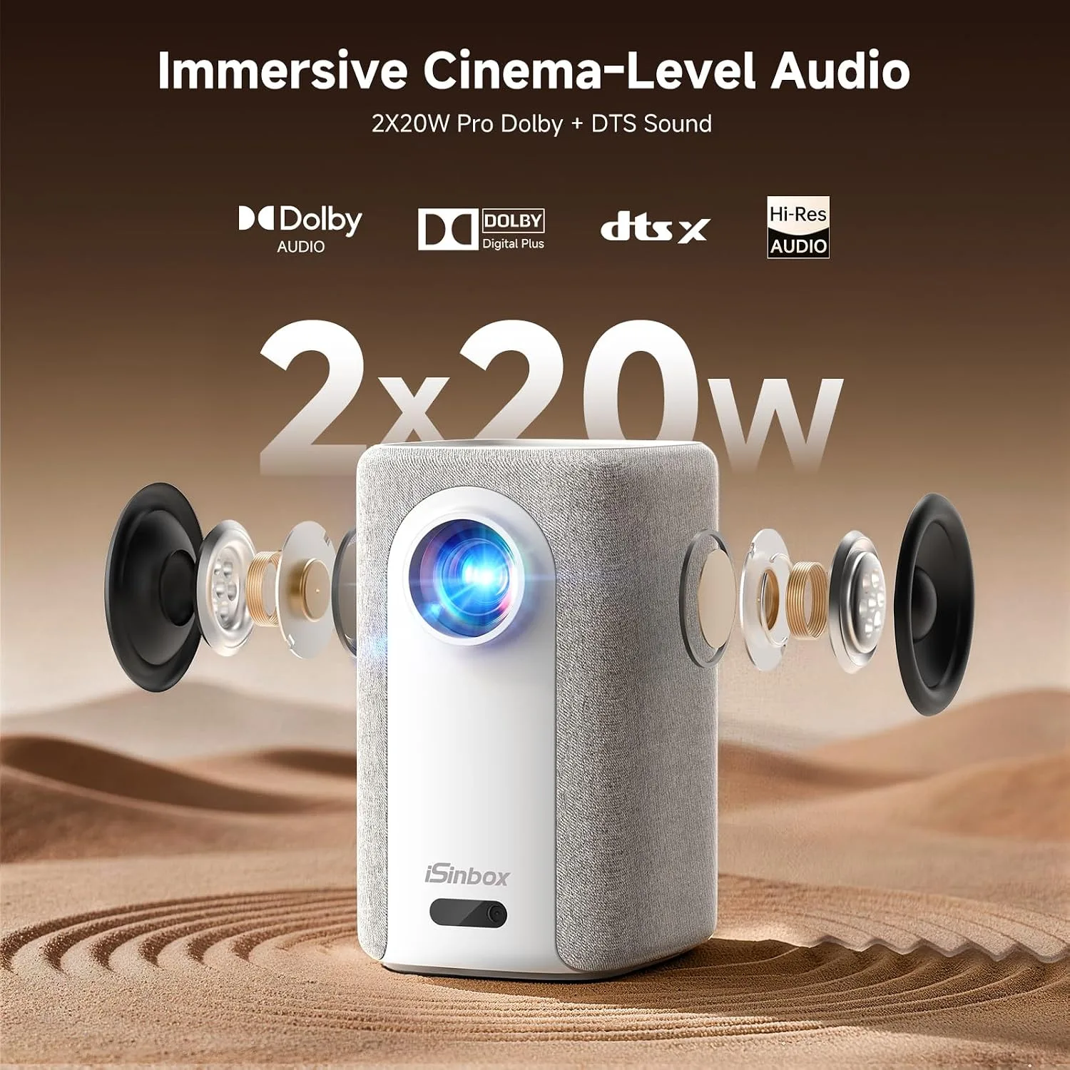 iSinbox Short Throw Projector 4K, Now with Netflix, Auto Focus, 40W Dolby